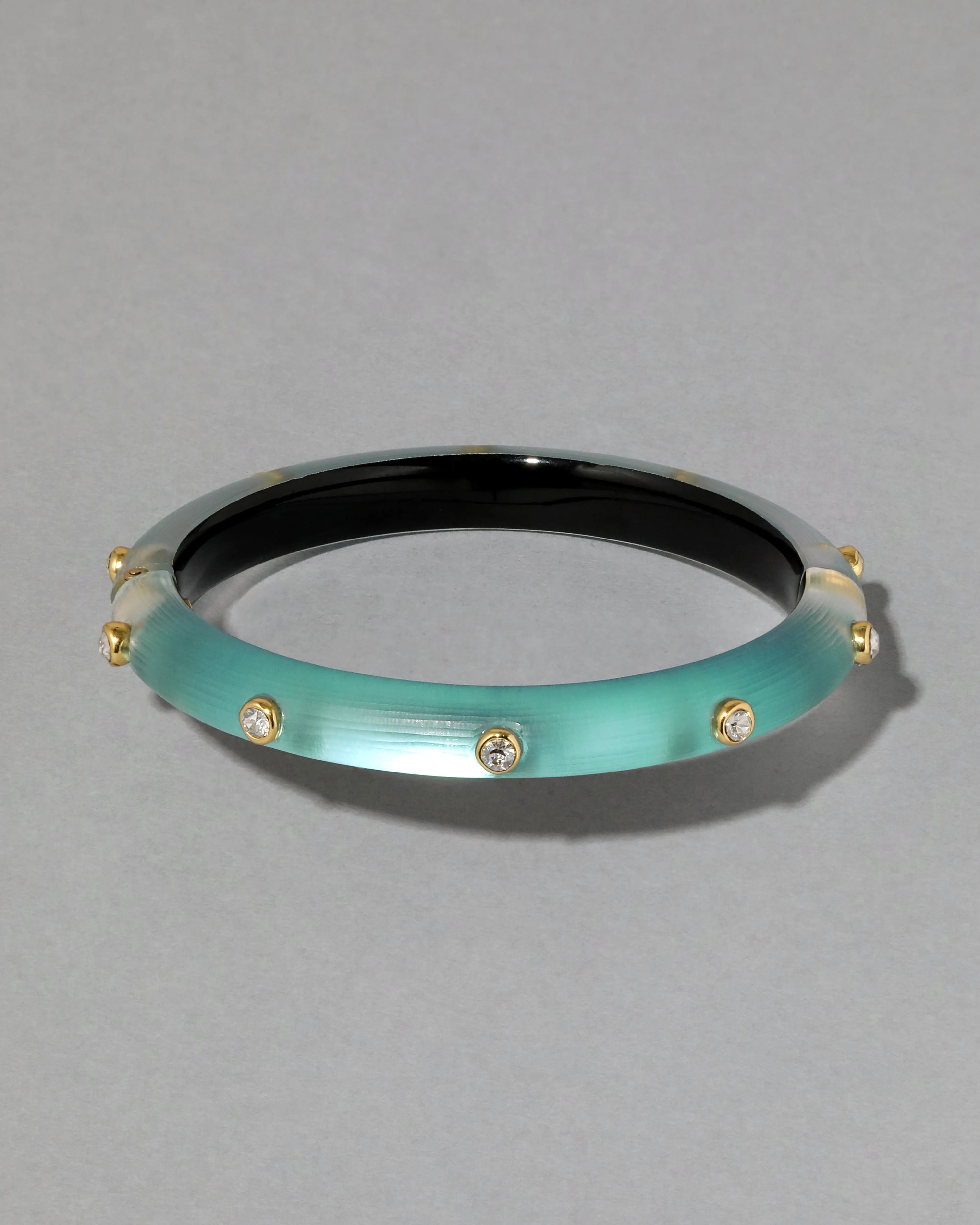Crystal Studded Lucite Hinge Bracelet- Mint Green sold by Alexis Bittar