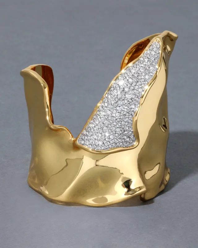 Solanales Gold Crystal Folded Cuff Bracelet sold by Alexis Bittar