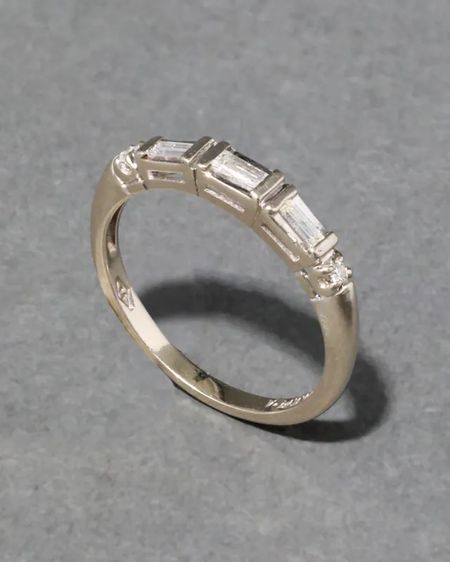 Vintage 1980s 14k White Gold Diamond Baguette Ring sold by Alexis Bittar