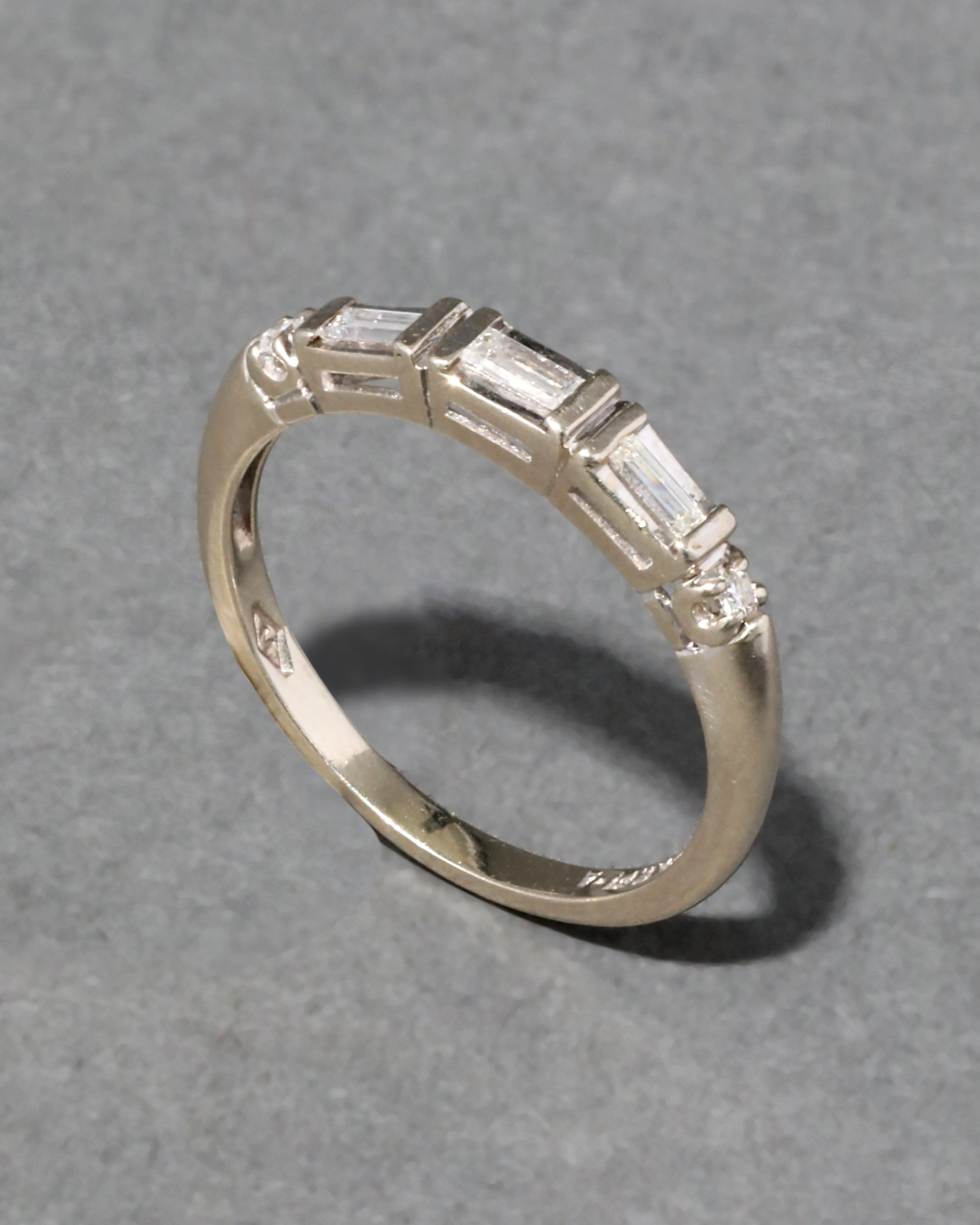 Vintage 1980s 14k White Gold Diamond Baguette Ring sold by Alexis Bittar