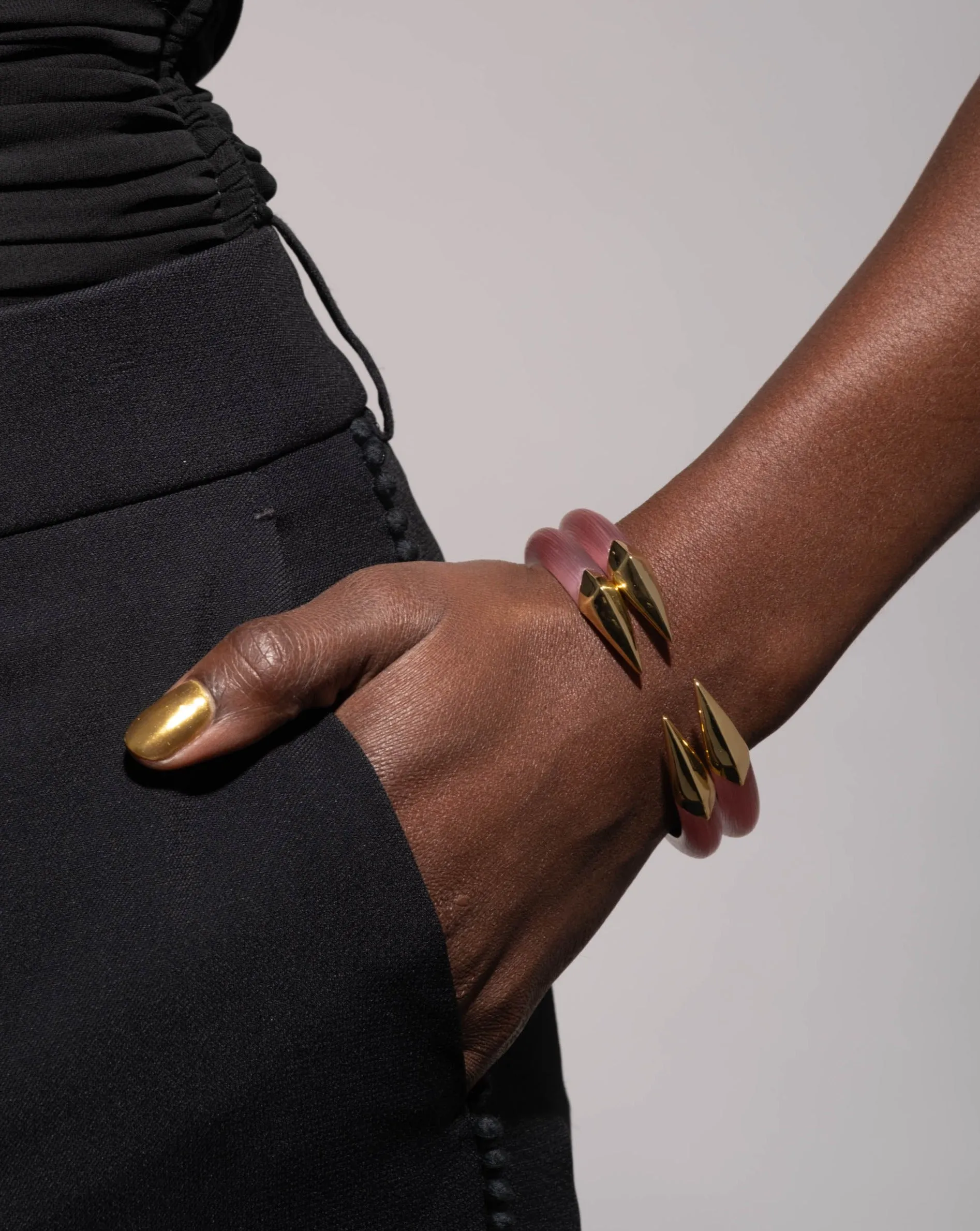 Mirrored Pyramid Lucite Brake Hinge Bracelet- Muted Pink sold by Alexis Bittar product image thumbnail 2