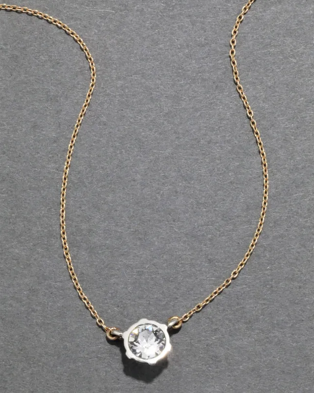Sterling Silver & 14k Gold Cut Luminous Crystal Solitaire Necklace sold by Alexis Bittar