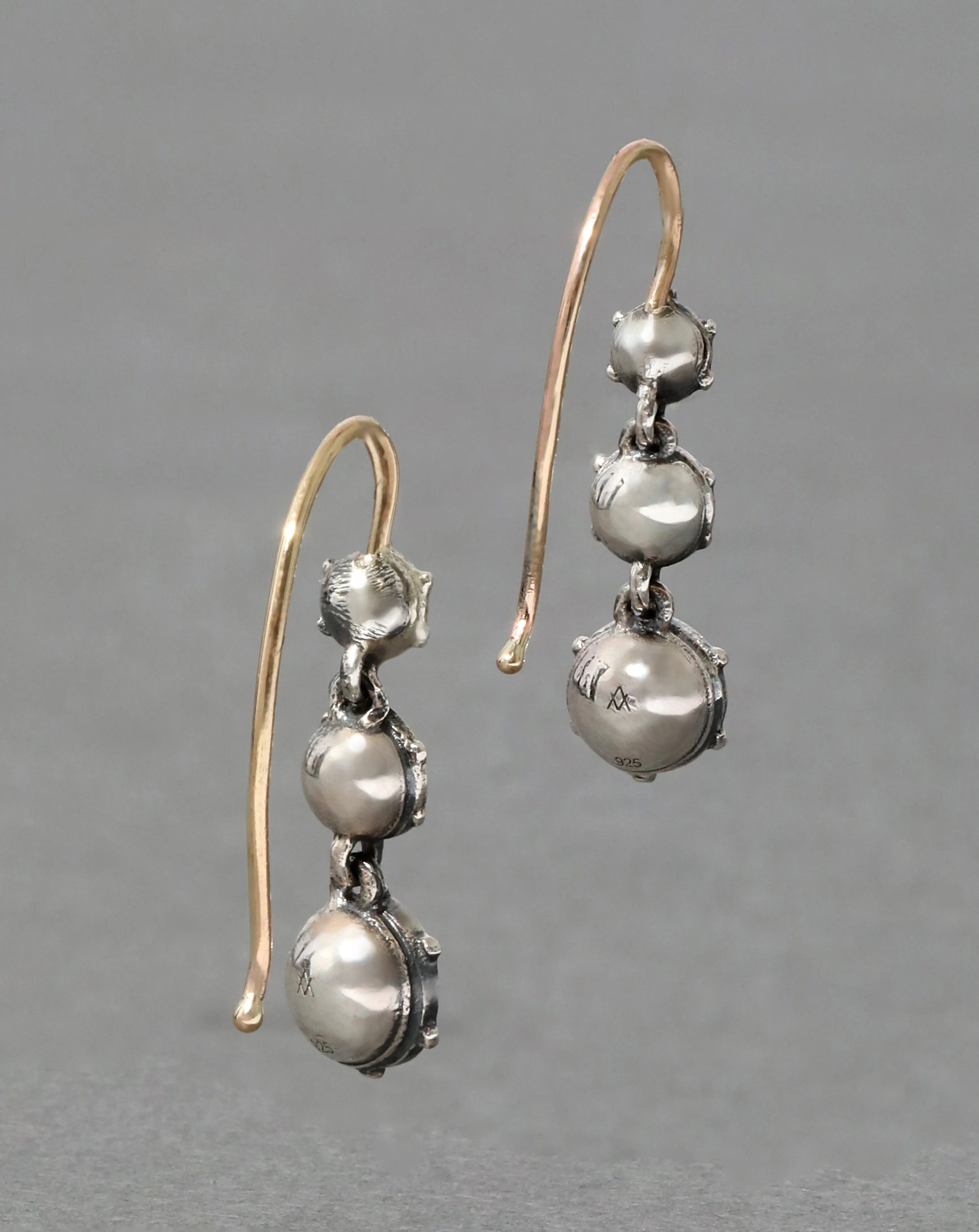 Paste Stone Sterling Silver Triple Drop 14k Gold Wire Earring sold by Alexis Bittar product image thumbnail 5