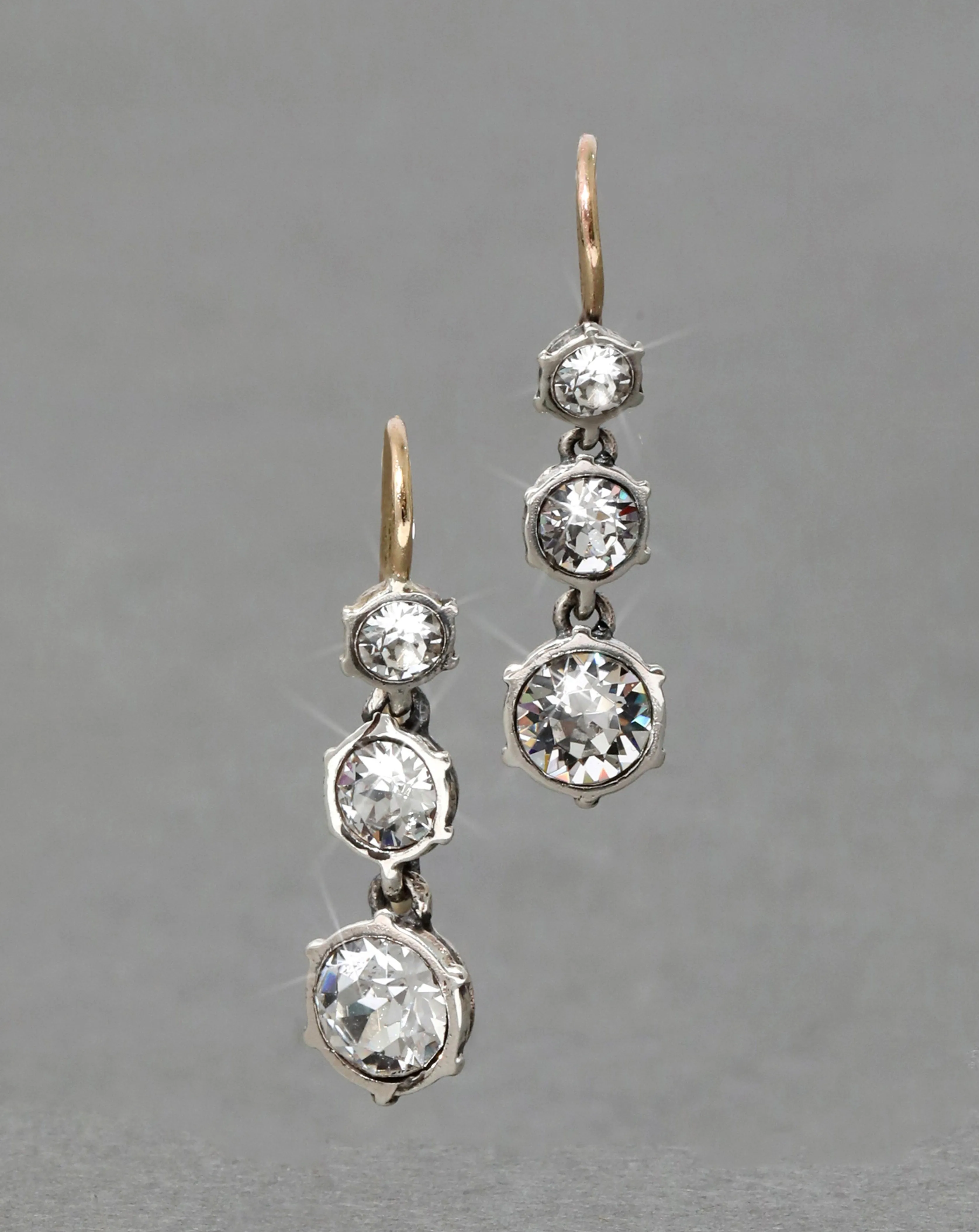 Paste Stone Sterling Silver Triple Drop 14k Gold Wire Earring sold by Alexis Bittar