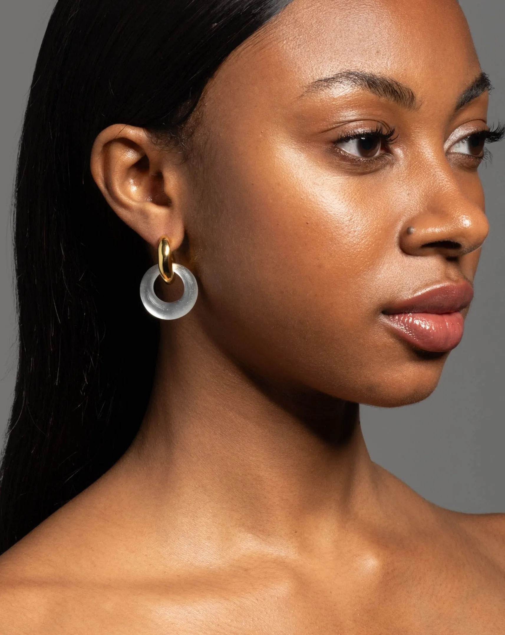 Luminous Lucite Door Knocker Earring- Pewter sold by Alexis Bittar product image thumbnail 2