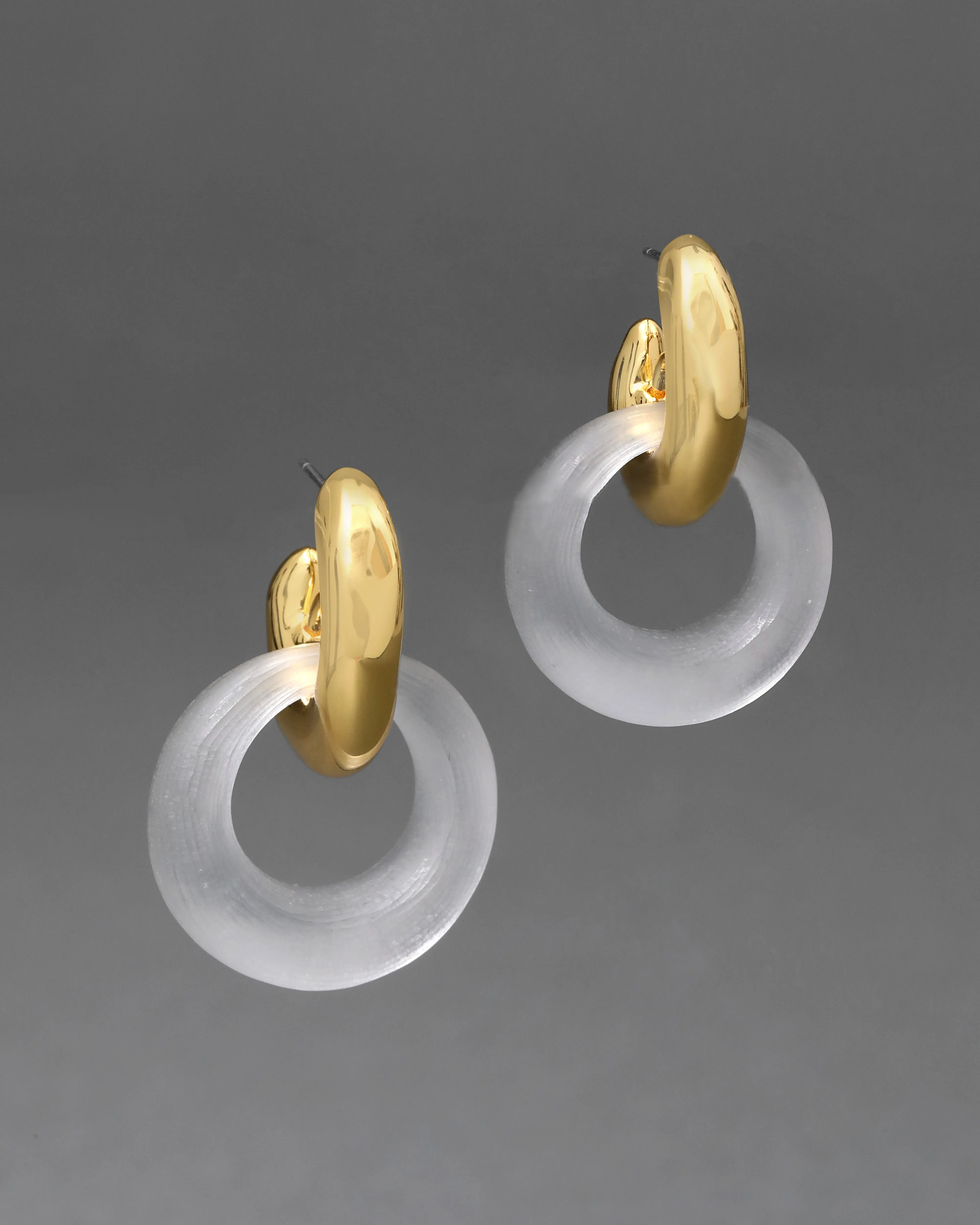 Luminous Lucite Door Knocker Earring- Pewter sold by Alexis Bittar