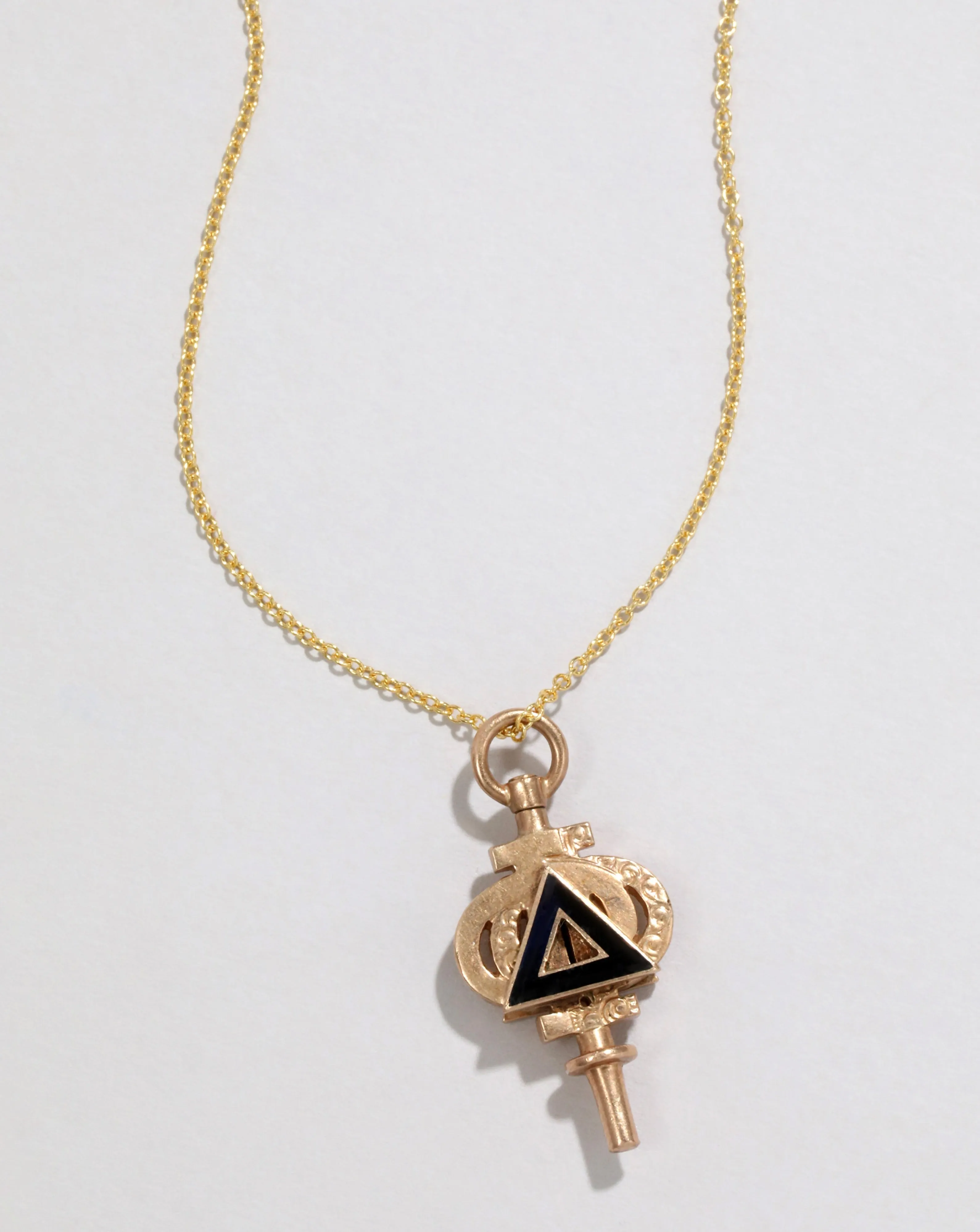 Antique 1800s 10k Gold Enamel Pendant Necklace sold by Alexis Bittar