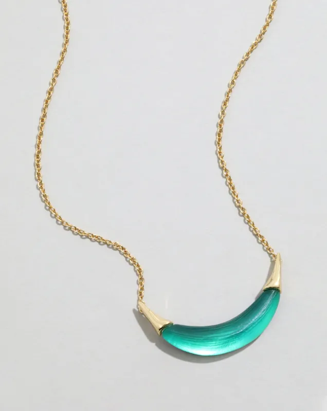 Gold Capped Crescent Lucite Necklace- Metallic Emerald sold by Alexis Bittar