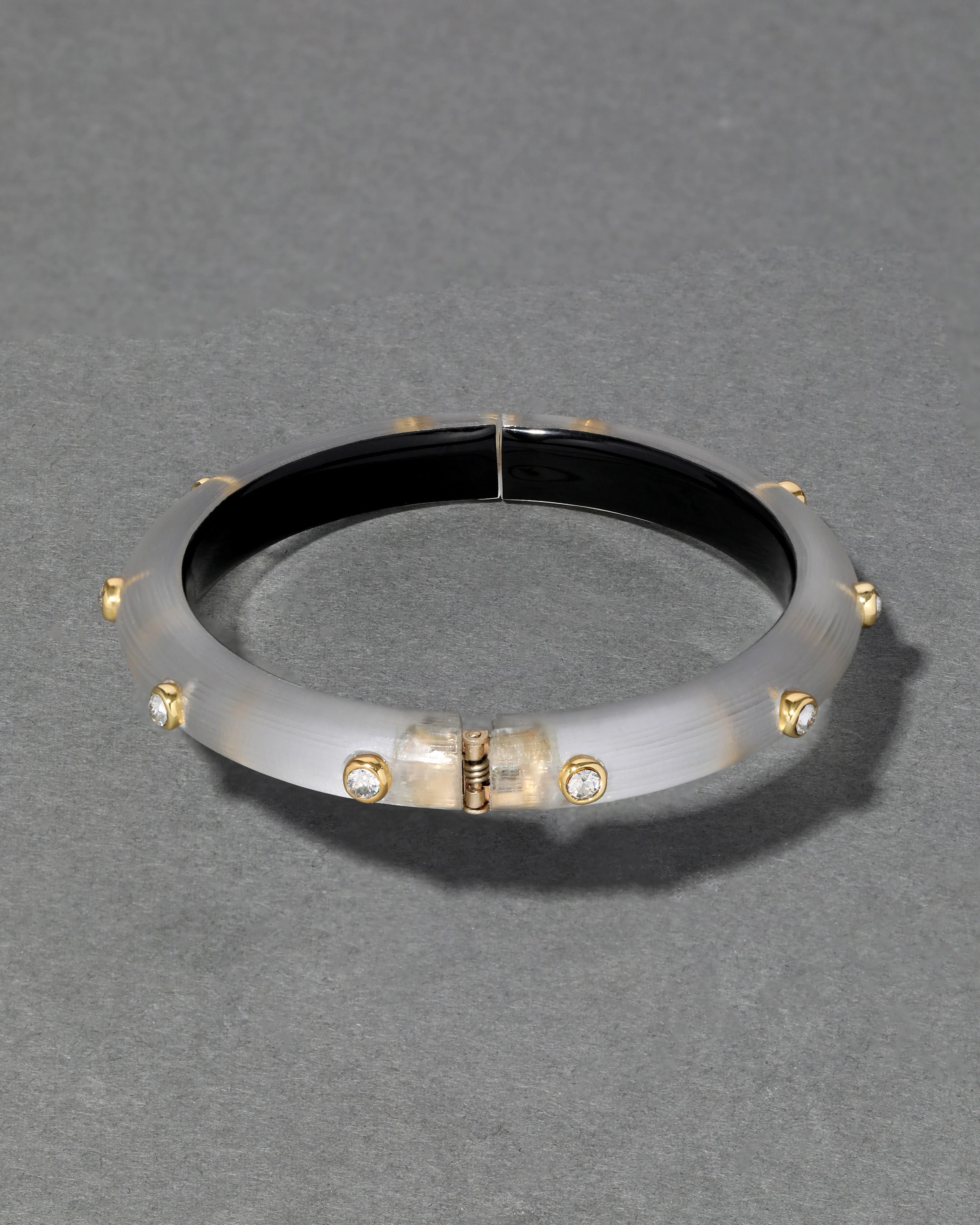Crystal Studded Lucite Hinge Bracelet- Pewter sold by Alexis Bittar product image thumbnail 3