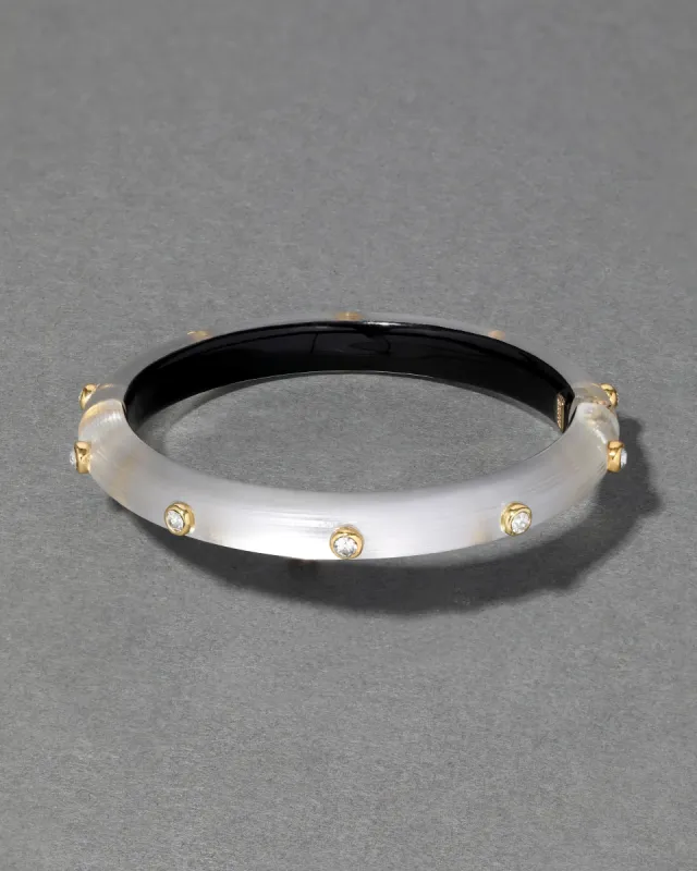 Crystal Studded Lucite Hinge Bracelet- Pewter sold by Alexis Bittar