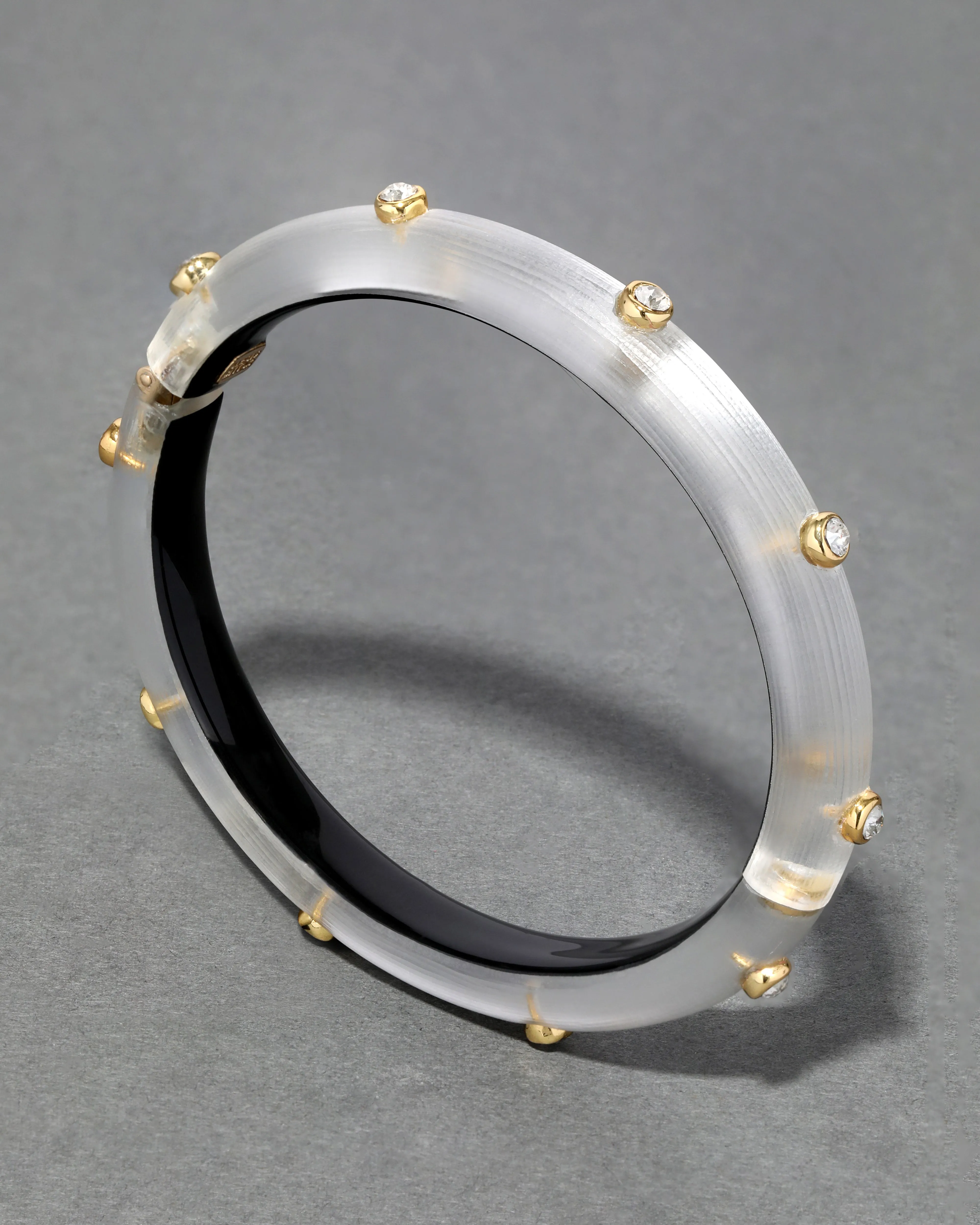 Crystal Studded Lucite Hinge Bracelet- Pewter sold by Alexis Bittar product image thumbnail 4