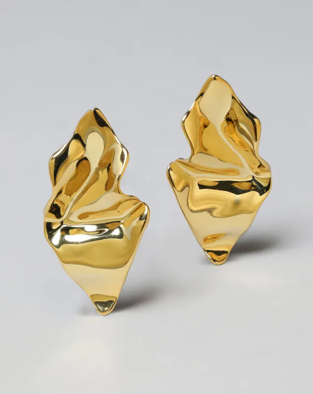 Crumpled Small Post Earring- Gold sold by Alexis Bittar