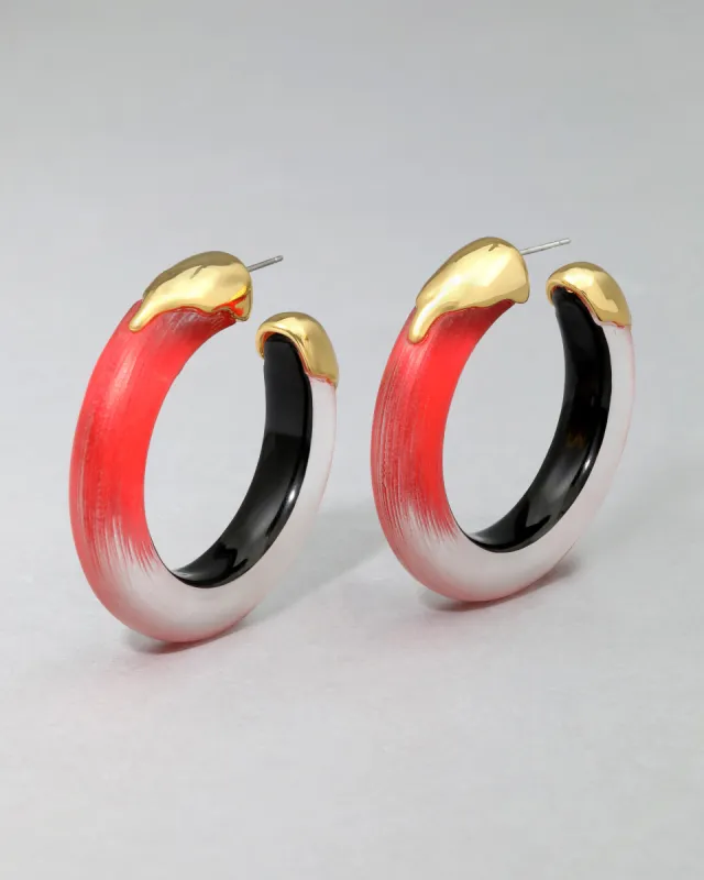 Luminous Lucite Gold Dipped Hoop Earring- Lipstick Red sold by Alexis Bittar