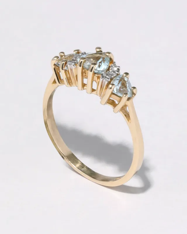 Vintage 1980s 14k Gold Aquamarine & Diamond Ring sold by Alexis Bittar
