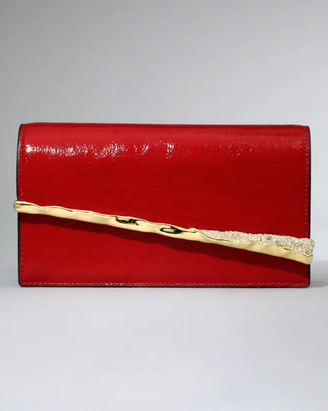 Gold Angular Convertible Crossbody Bag- Rouge made by Alexis Bittar