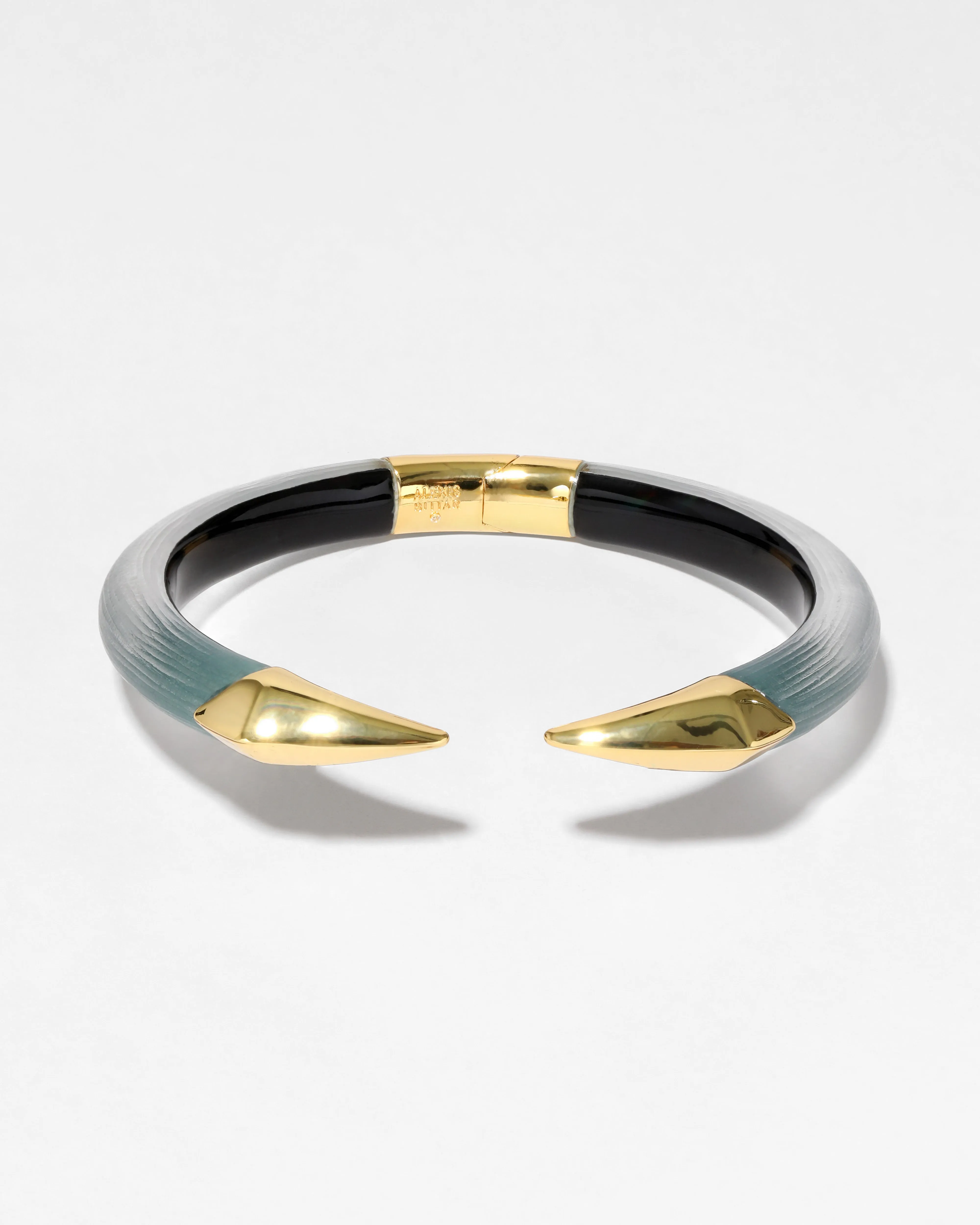 Mirrored Pyramid Lucite Brake Hinge Bracelet- Teal Blue sold by Alexis Bittar product image thumbnail 2