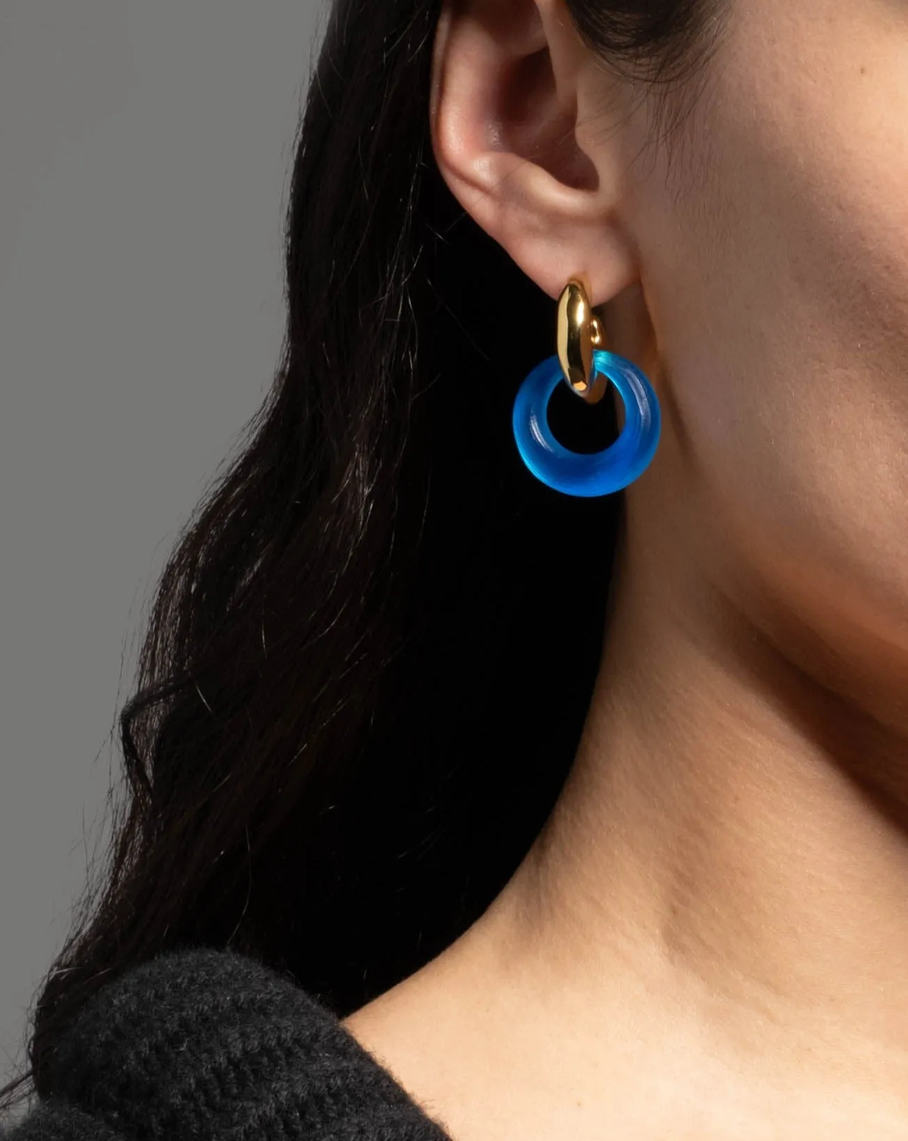 Luminous Lucite Door Knocker Earring- Cerulean sold by Alexis Bittar product image thumbnail 2