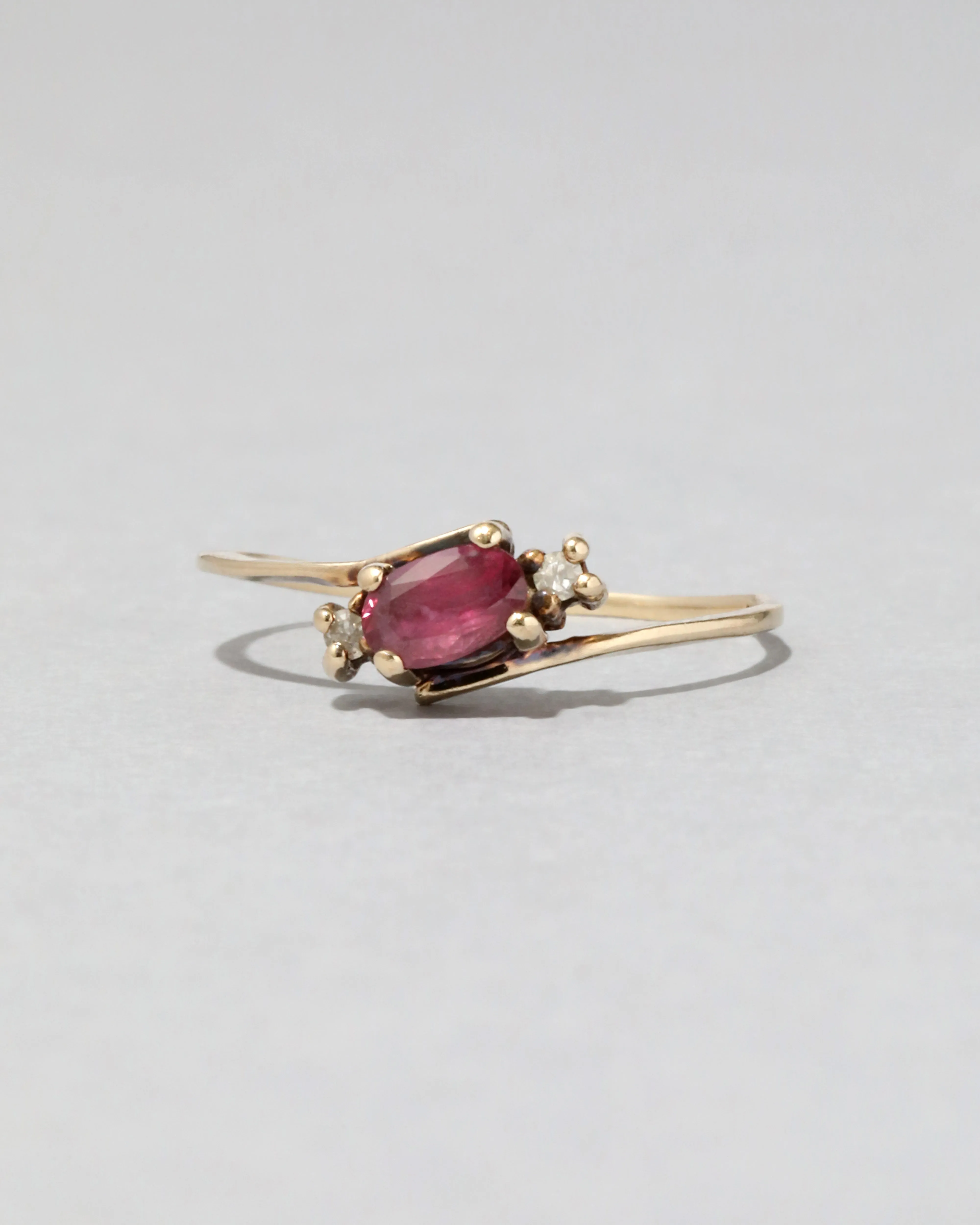 Antique 1910s 10k Gold Dark Pink Tourmaline & Diamond Ring sold by Alexis Bittar product image thumbnail 2