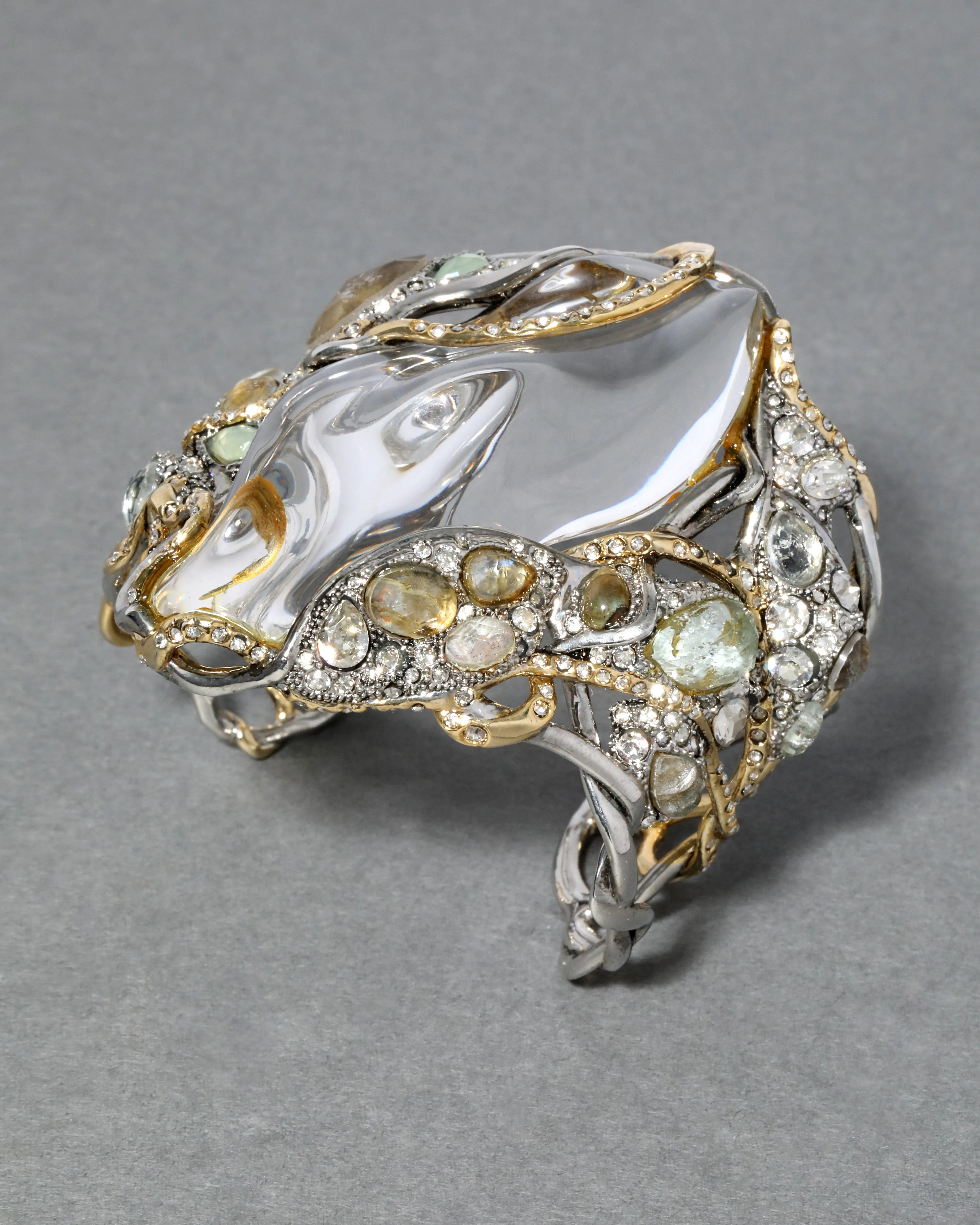 Archive Crystal Encrusted Oversize Clear Lucite Cuff Bracelet sold by Alexis Bittar product image thumbnail 2