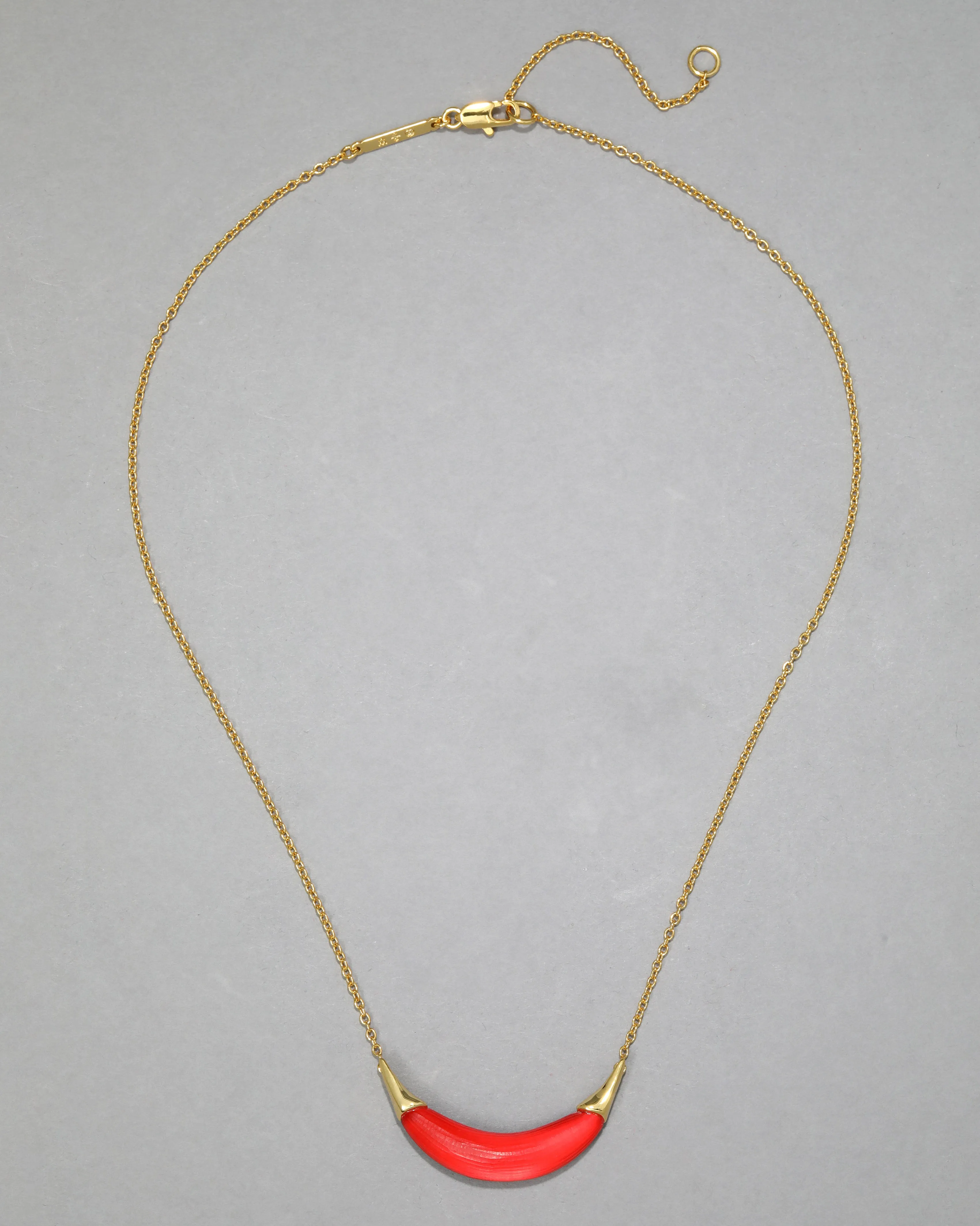Gold Capped Crescent Lucite Necklace- Lipstick Red sold by Alexis Bittar product image thumbnail 3