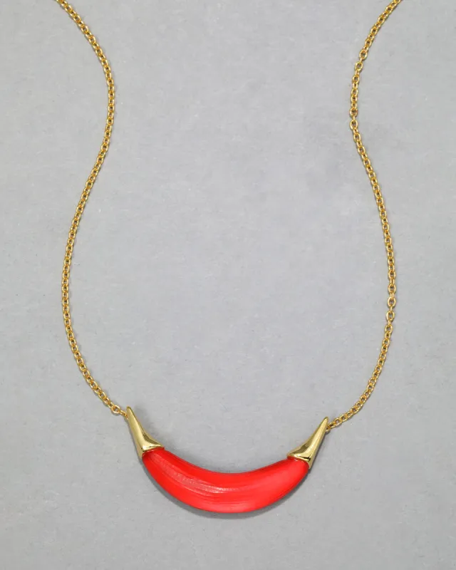 Gold Capped Crescent Lucite Necklace- Lipstick Red sold by Alexis Bittar