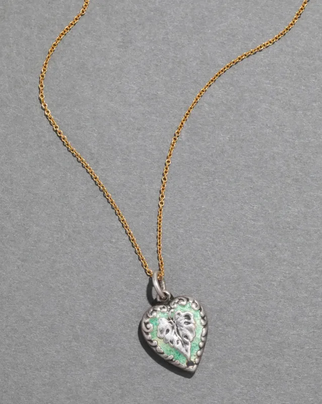 Sterling Silver Monstera Leaf Heart Pendant Neckace sold by Alexis Bittar