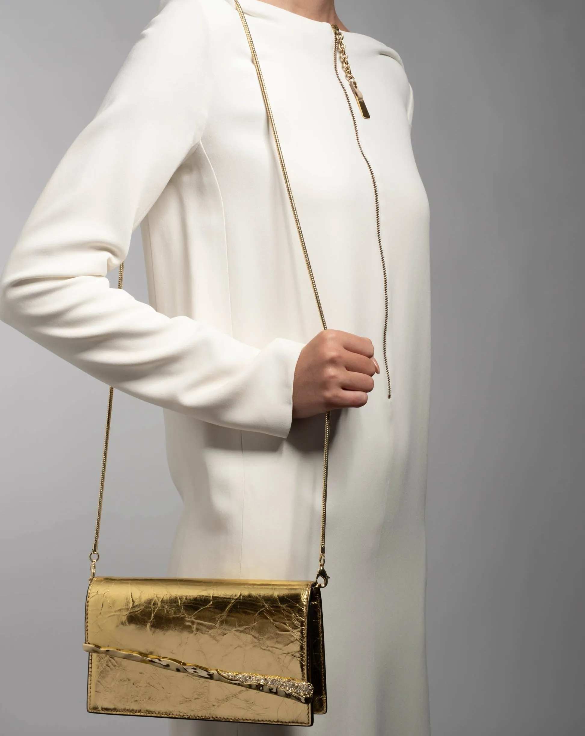Gold Angular Convertible Crossbody Bag- Gold sold by Alexis Bittar product image thumbnail 5