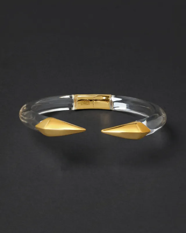 Mirrored Pyramid Lucite Brake Hinge Bracelet- Clear sold by Alexis Bittar