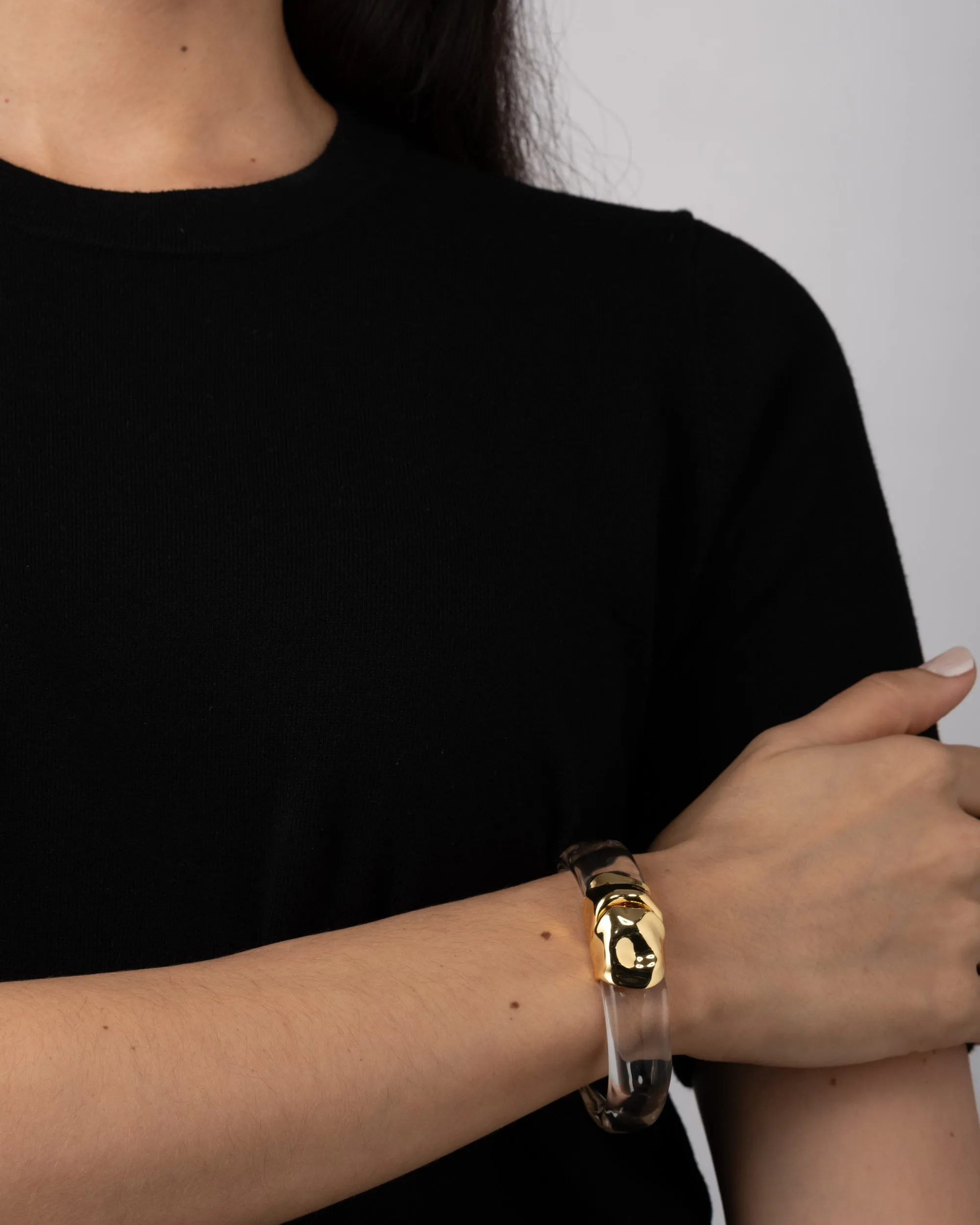 Molten Gold Lucite Hinge Bracelet- Clear sold by Alexis Bittar product image thumbnail 5