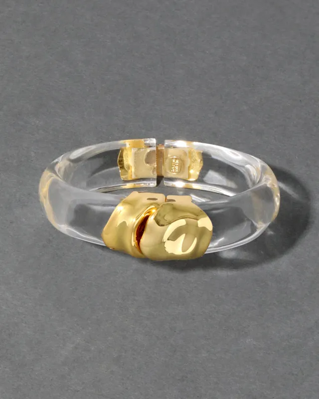 Molten Gold Lucite Hinge Bracelet- Clear sold by Alexis Bittar