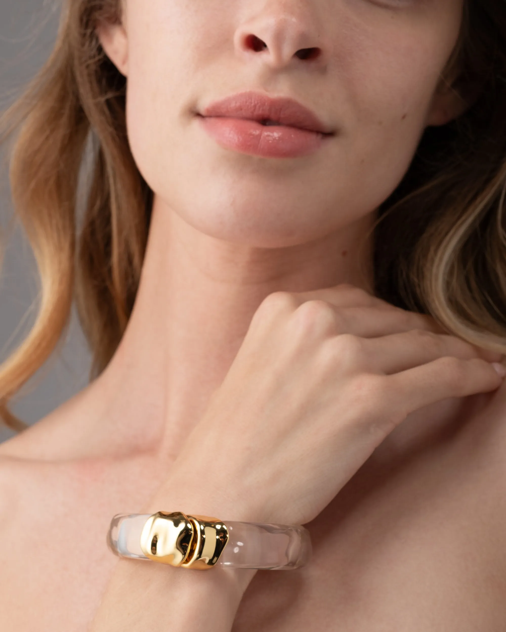 Molten Gold Lucite Hinge Bracelet- Clear sold by Alexis Bittar product image thumbnail 3