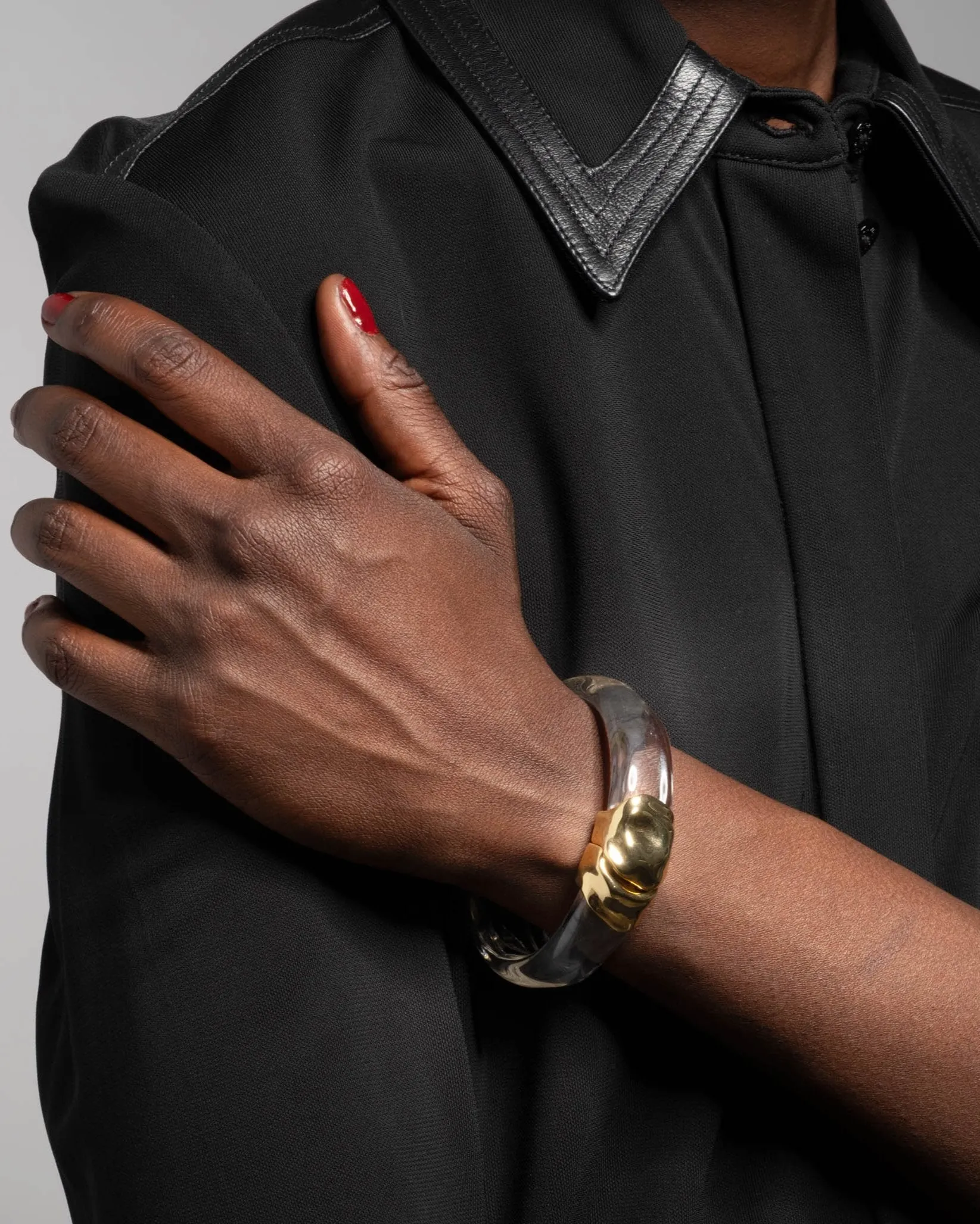 Molten Gold Lucite Hinge Bracelet- Clear sold by Alexis Bittar product image thumbnail 2