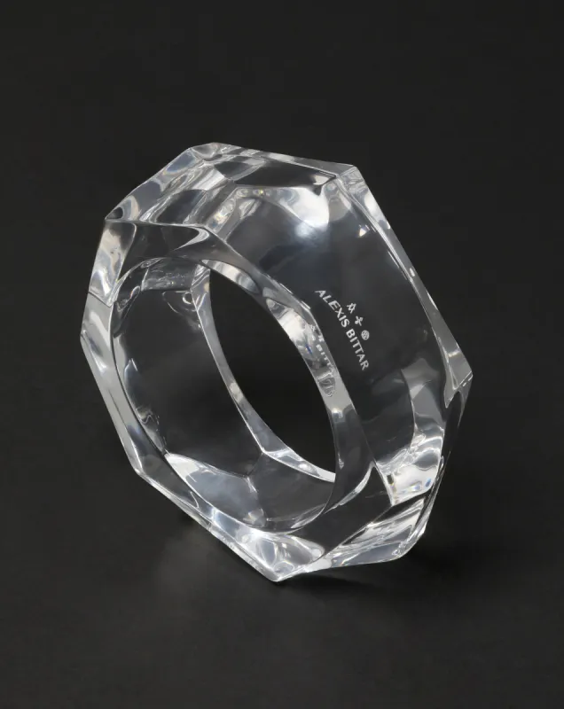 Wide Faceted Lucite Bangle Bracelet - Clear made by Alexis Bittar