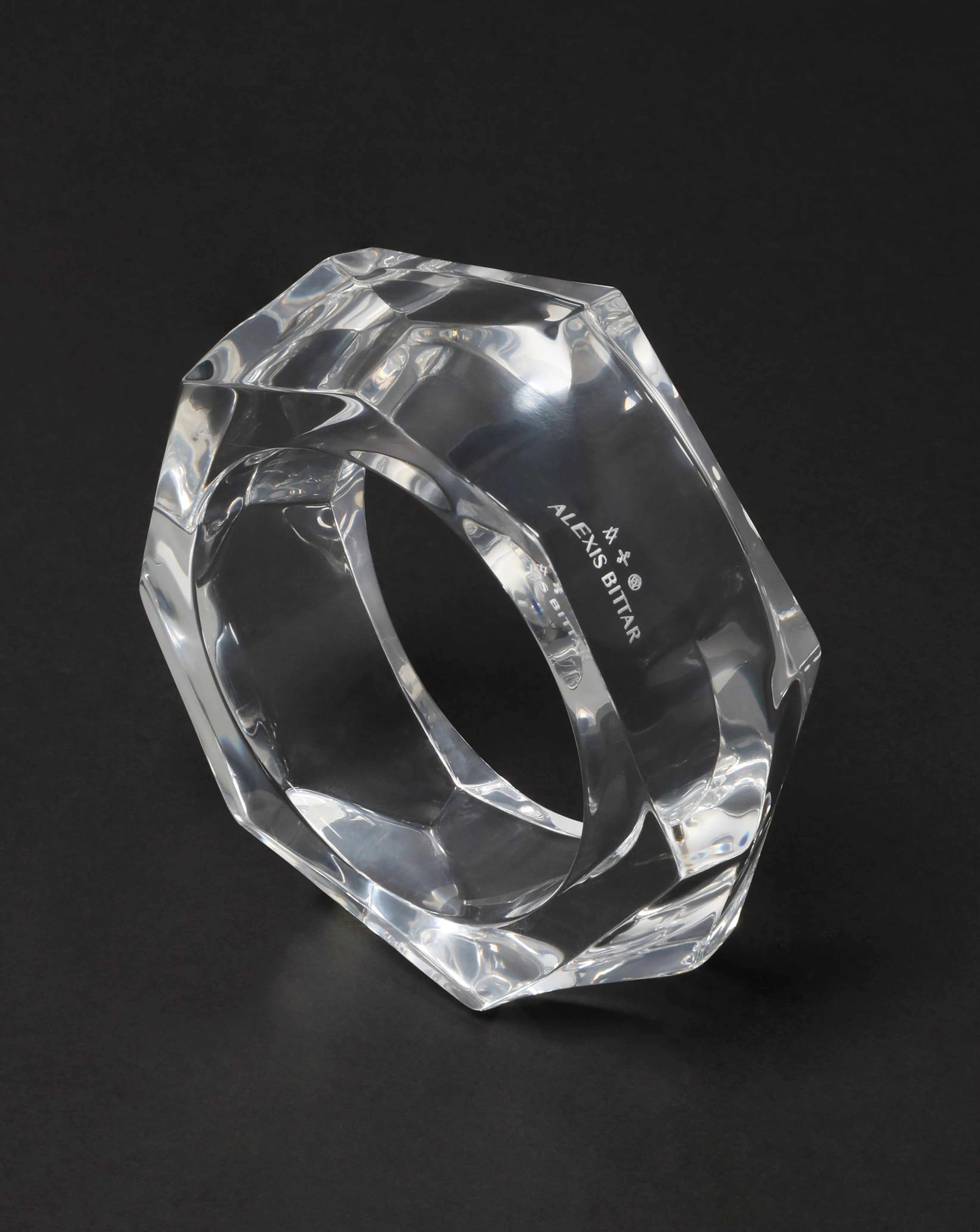 Wide Faceted Lucite Bangle Bracelet - Clear sold by Alexis Bittar