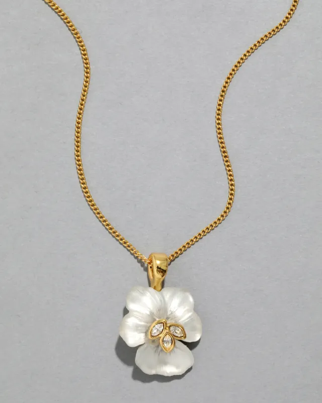 Pansy Lucite Petite Pendant Necklace- Night Pansy sold by Alexis Bittar
