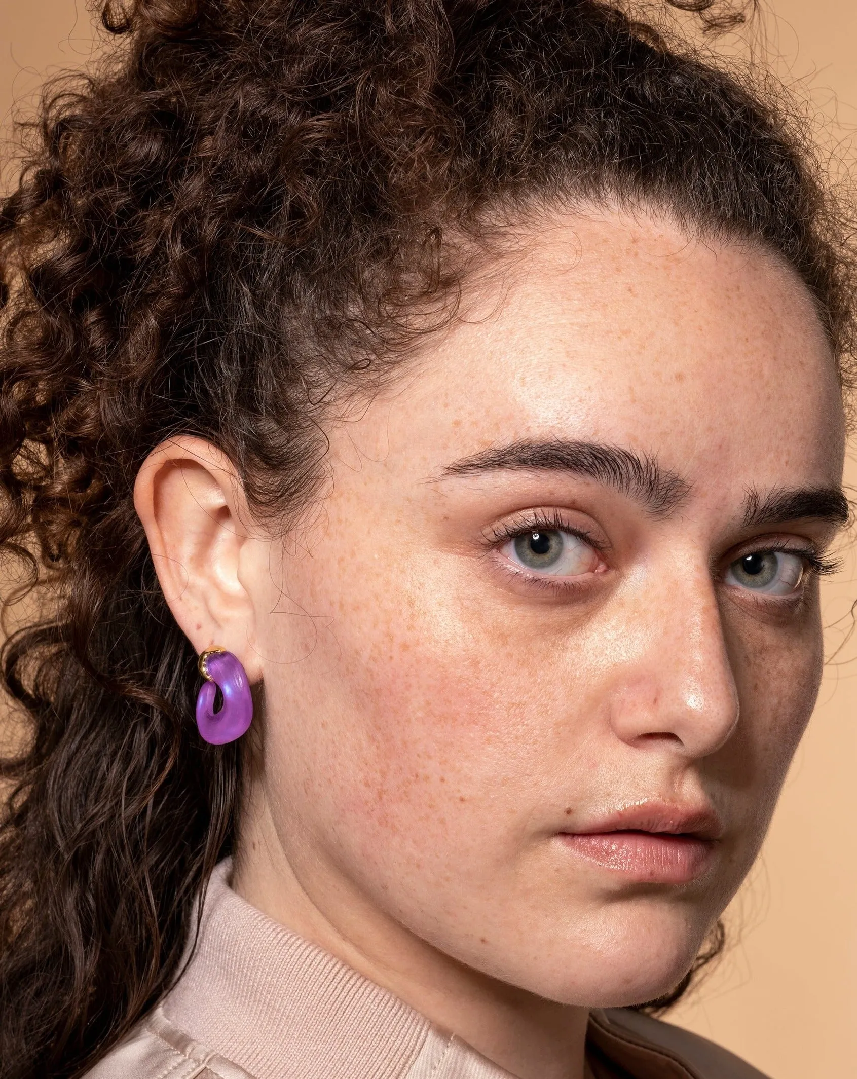Lucite Small Molten Front Facing Hoop Earring - Techno Purple sold by Alexis Bittar product image thumbnail 2