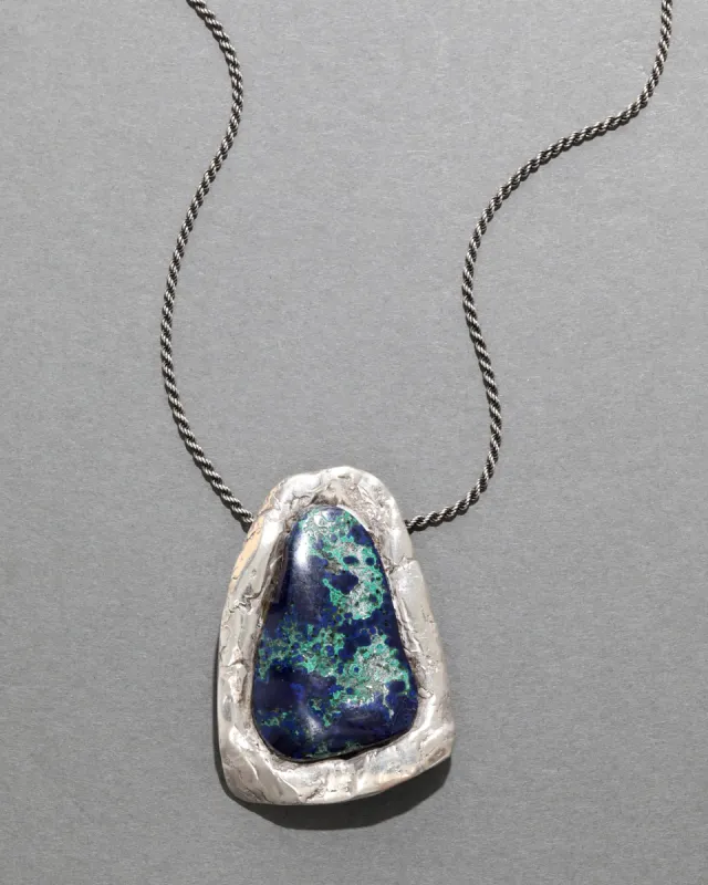 Vintage Sterling Silver Handmade Turquoise Pendant Necklace sold by Alexis Bittar