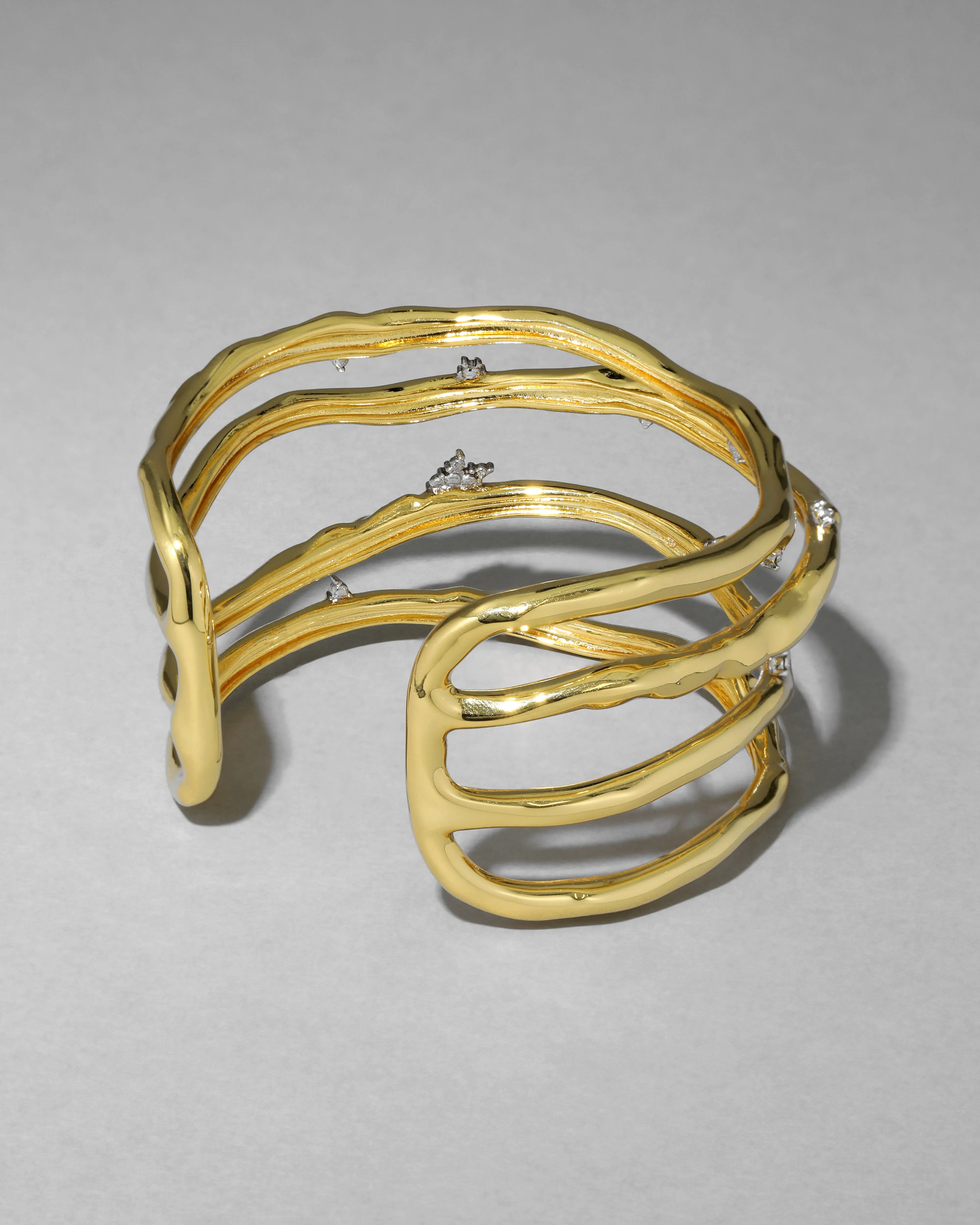 Brut Gold Crystal Thorn Orbit Cuff Bracelet sold by Alexis Bittar product image thumbnail 5