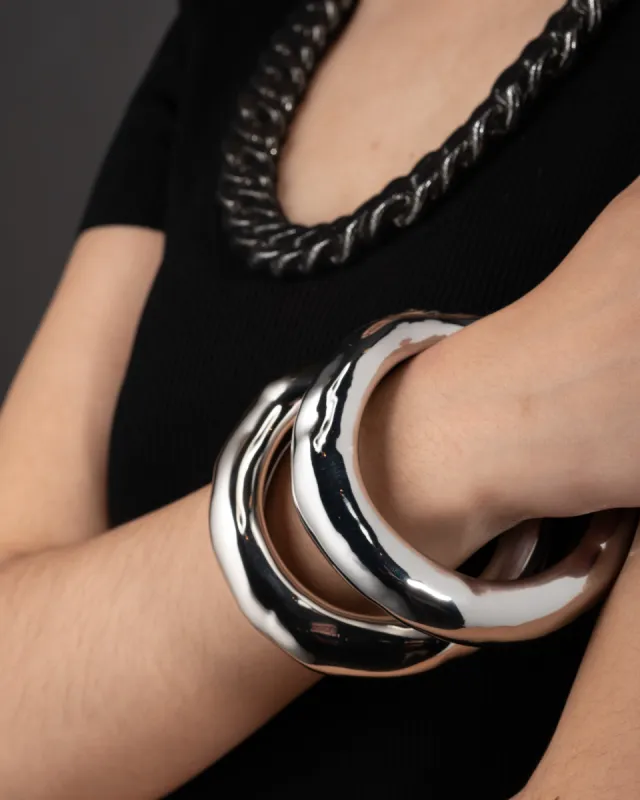 Large Molten Bangle Bracelet - Silver sold by Alexis Bittar