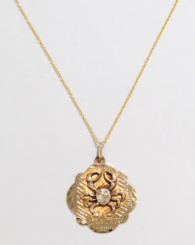 Vintage 1970s 18k Gold Handmade Cancer Pendant Necklace sold by Alexis Bittar