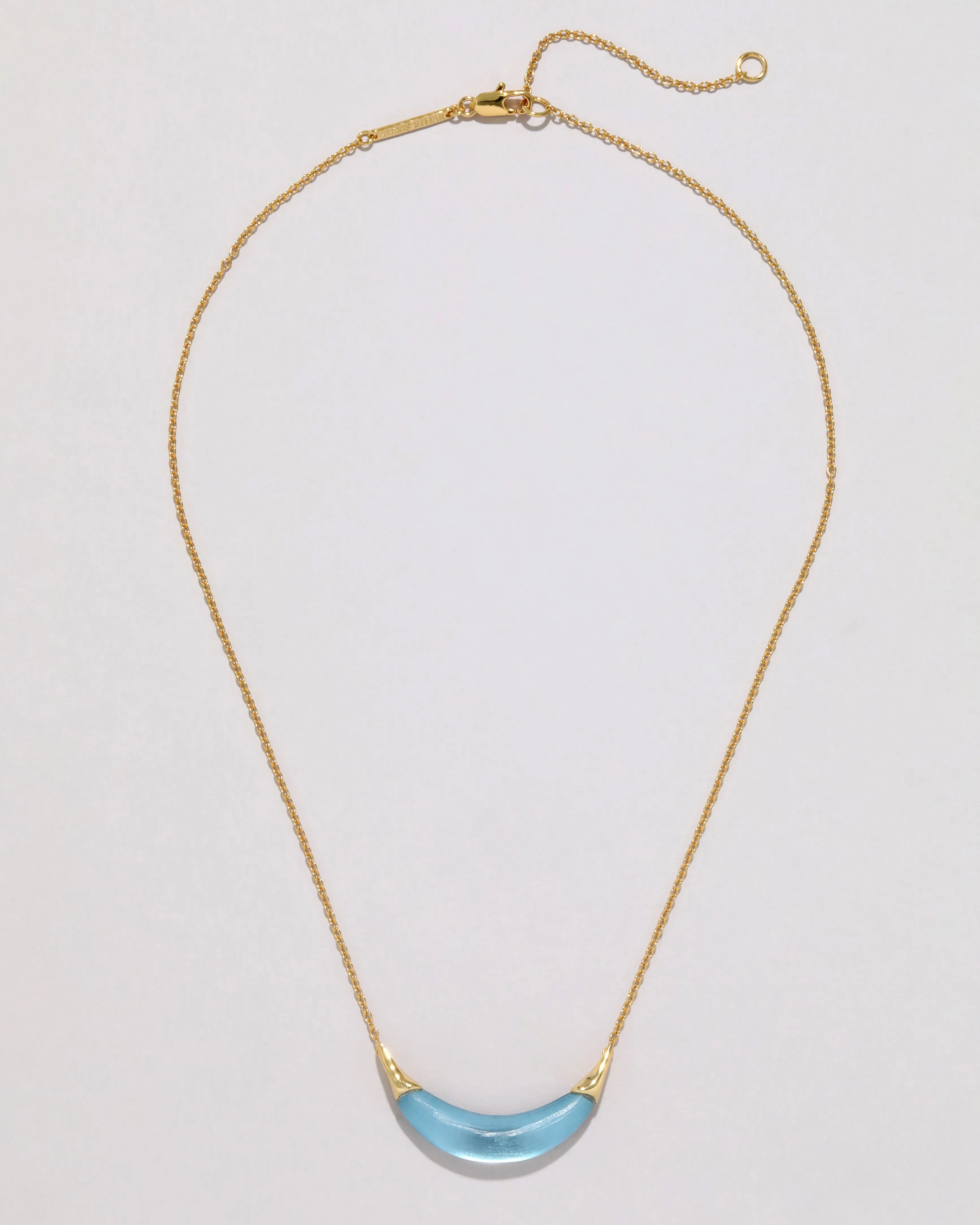 Gold Capped Crescent Lucite Necklace- Bermuda Blue sold by Alexis Bittar product image thumbnail 4