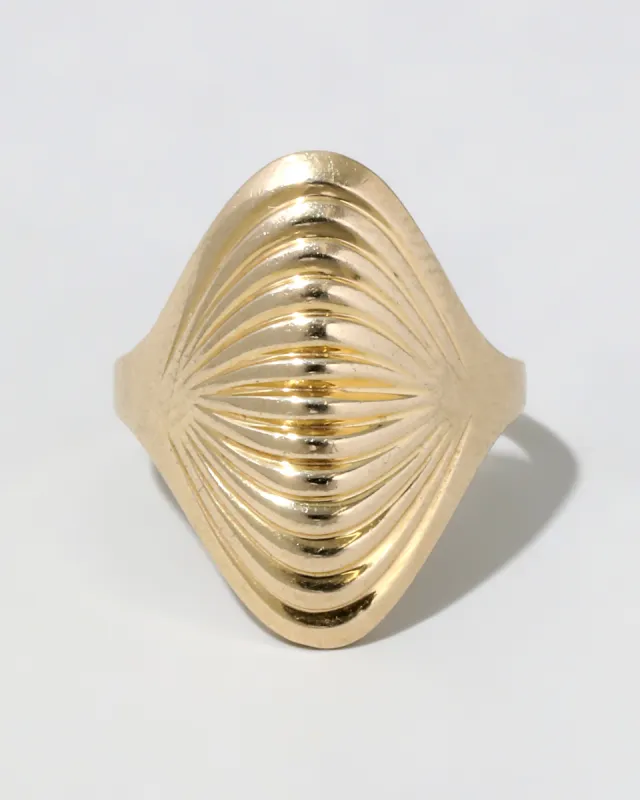 Vintage 1970s 14k Gold Domed Geometric Ring sold by Alexis Bittar