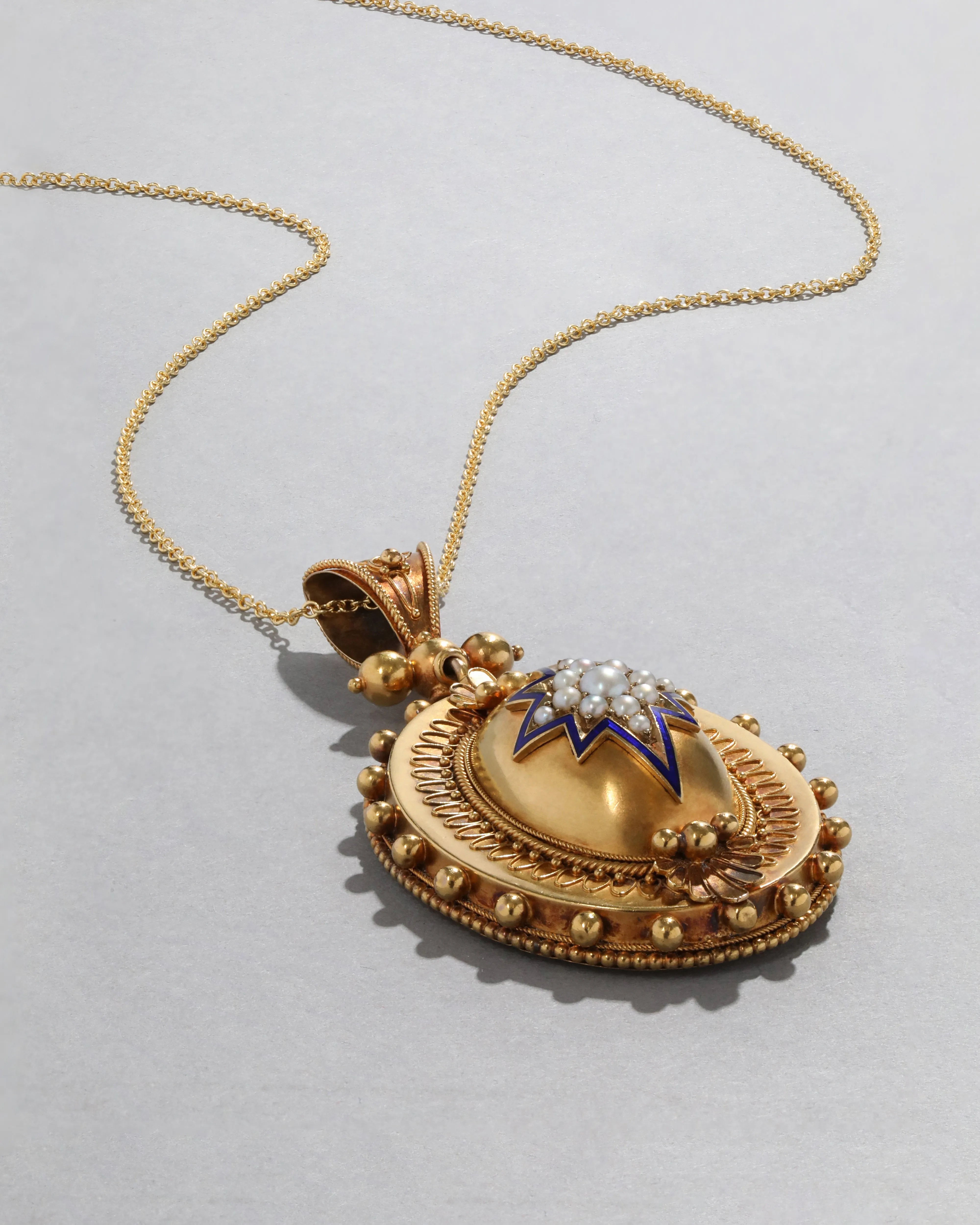 Antique Victorian 1800s 18k Gold Etruscan Metalwork Pendant Necklace sold by Alexis Bittar product image thumbnail 3