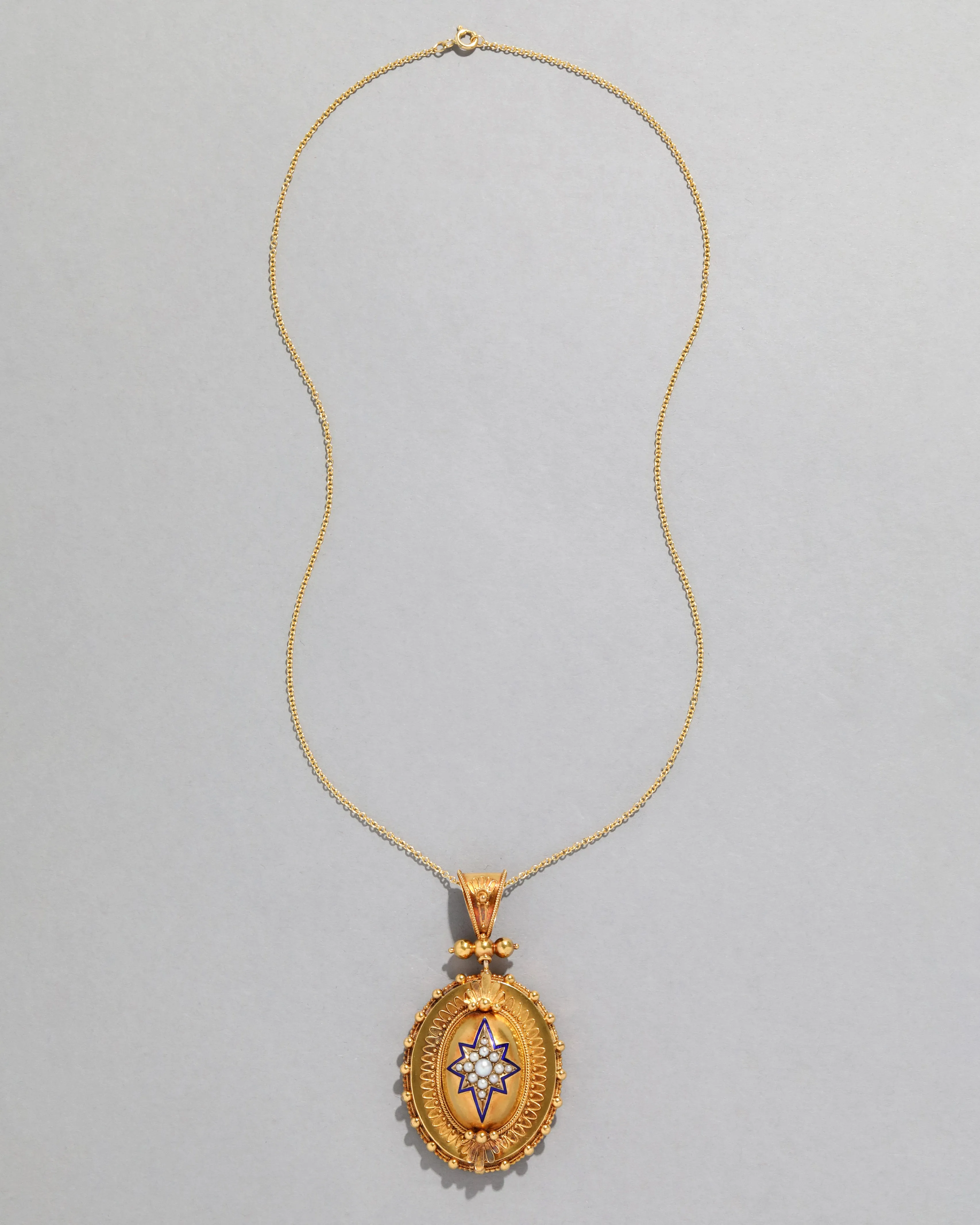 Antique Victorian 1800s 18k Gold Etruscan Metalwork Pendant Necklace sold by Alexis Bittar product image thumbnail 2