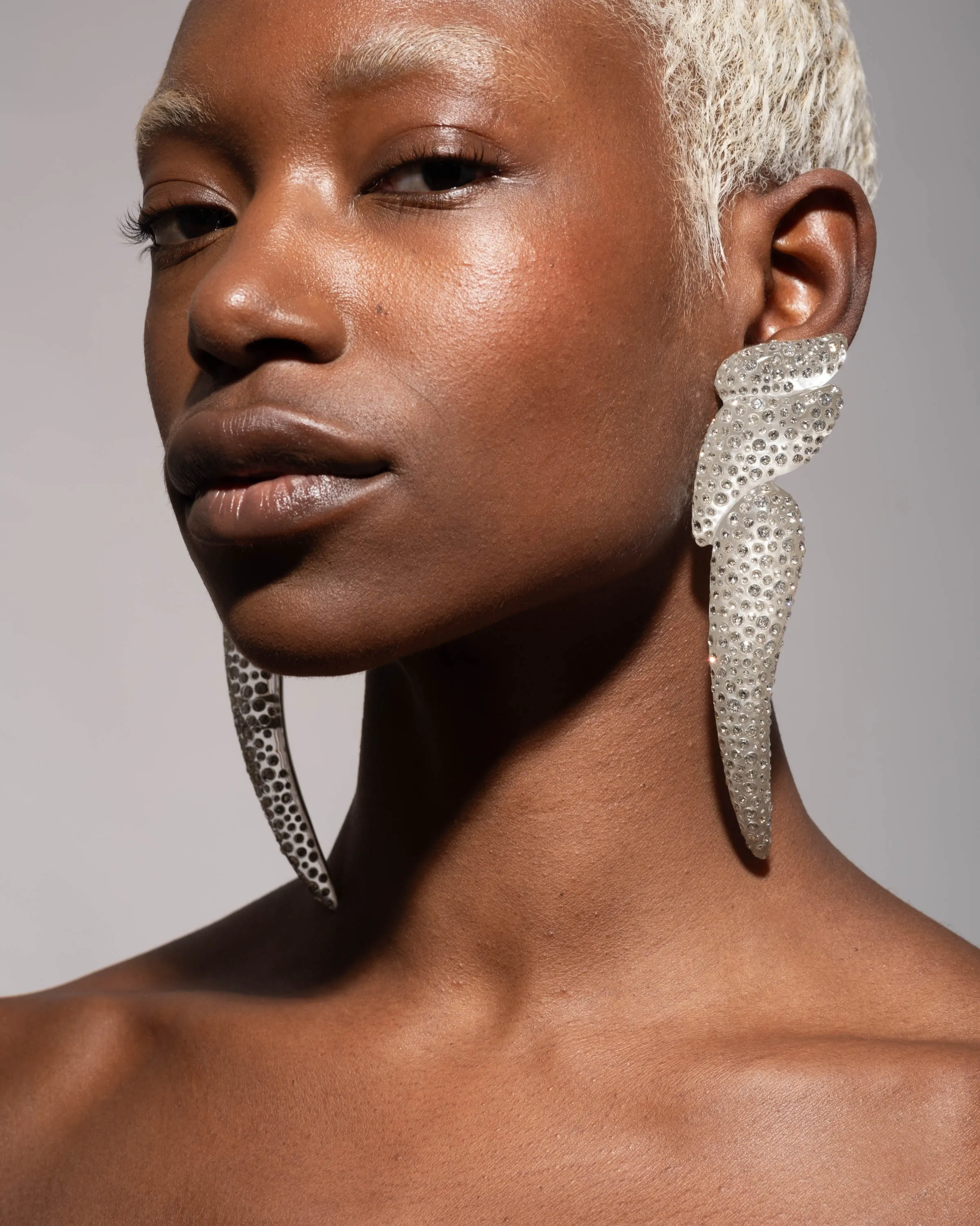 Liquid Lucite Pave Wave Long Clip Earring- Polished Silver sold by Alexis Bittar product image thumbnail 2