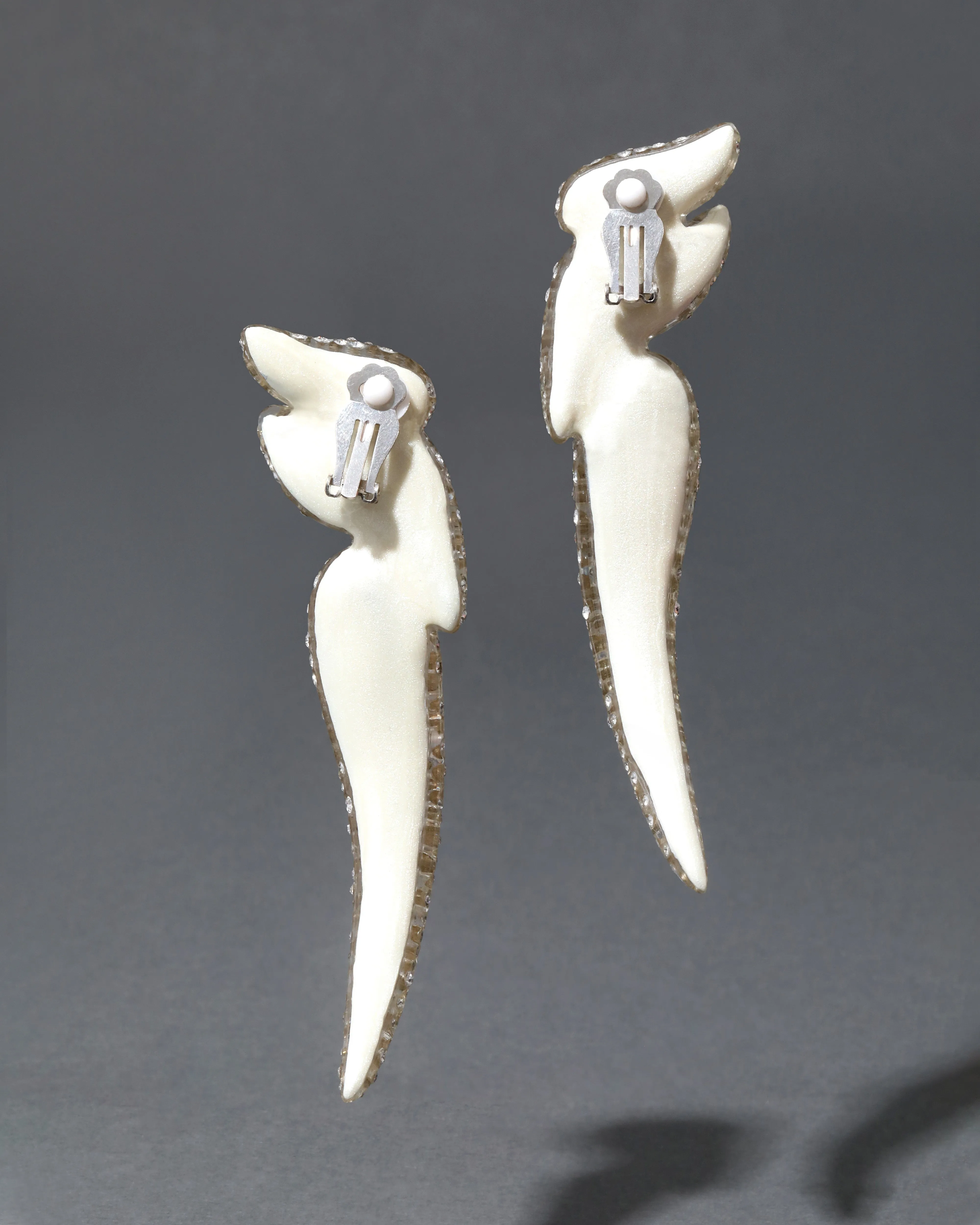 Liquid Lucite Pave Wave Long Clip Earring- Polished Silver sold by Alexis Bittar product image thumbnail 4