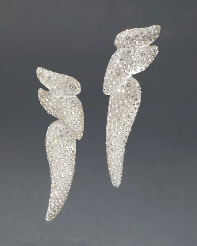 Liquid Lucite Pave Wave Long Clip Earring- Polished Silver sold by Alexis Bittar