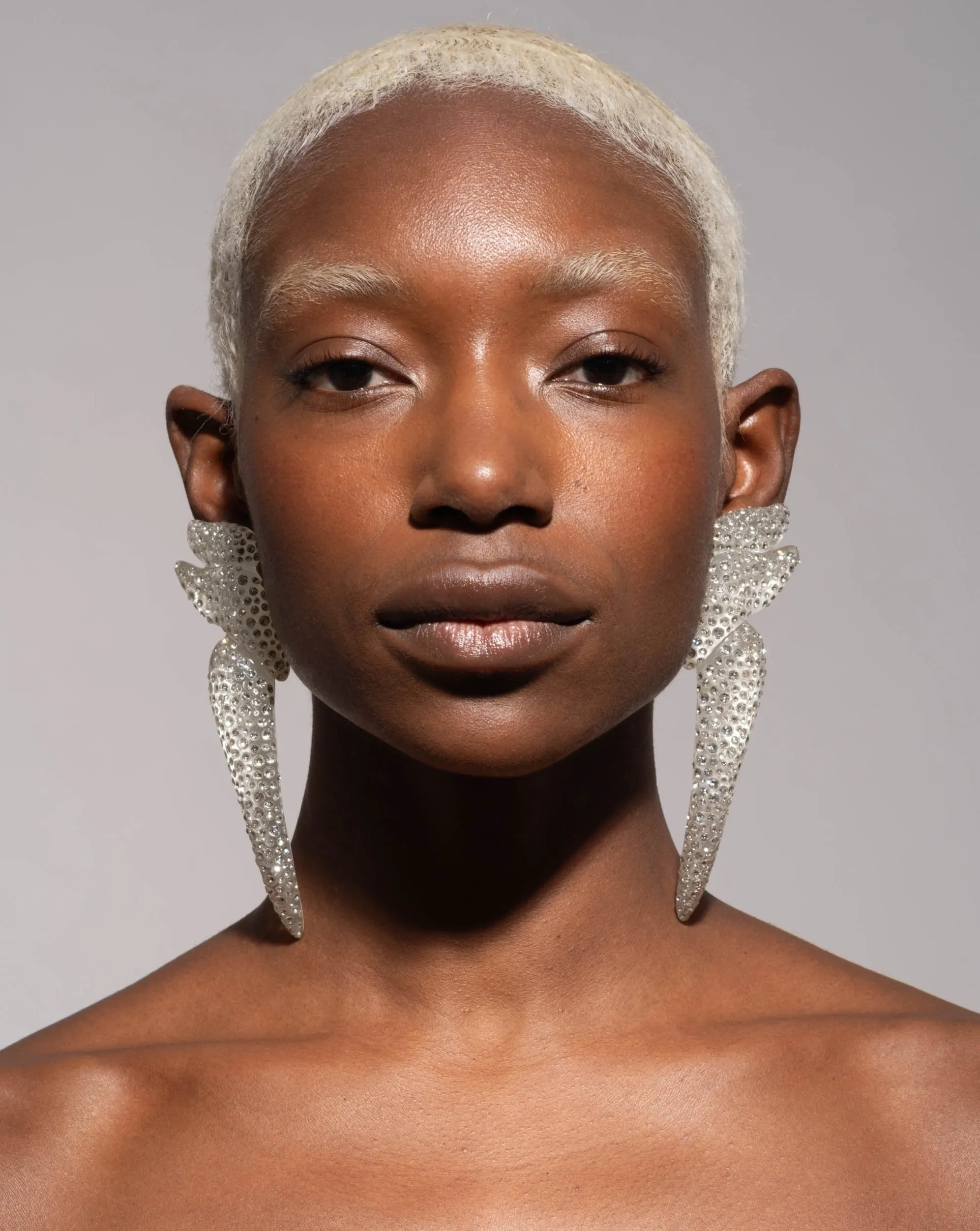 Liquid Lucite Pave Wave Long Clip Earring- Polished Silver sold by Alexis Bittar product image thumbnail 3