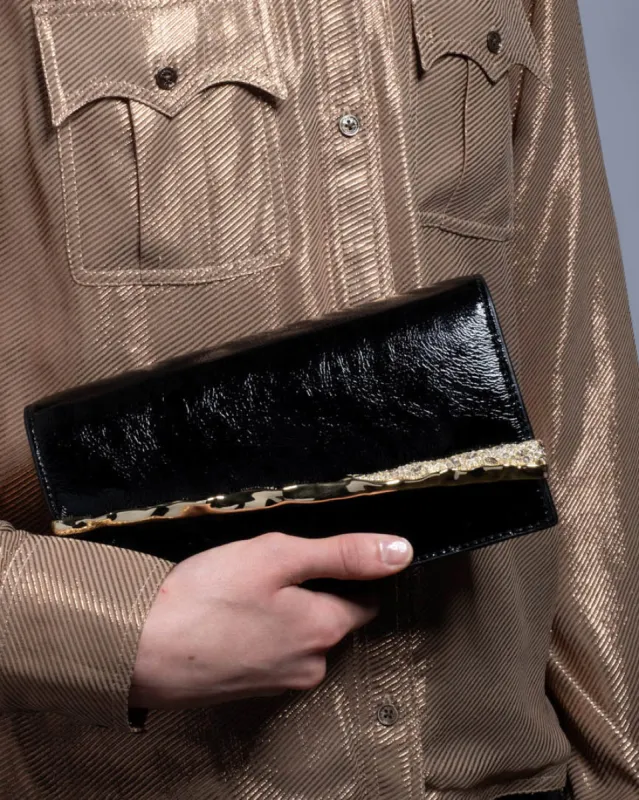 Gold Angular Convertible Crossbody Bag- Black sold by Alexis Bittar