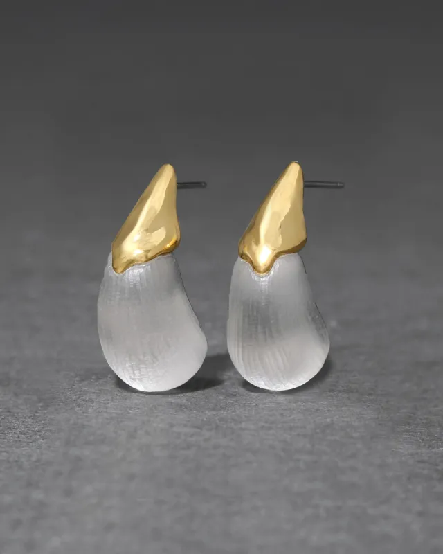 Luminous Lucite Arched Small Post Earring- Pewter sold by Alexis Bittar
